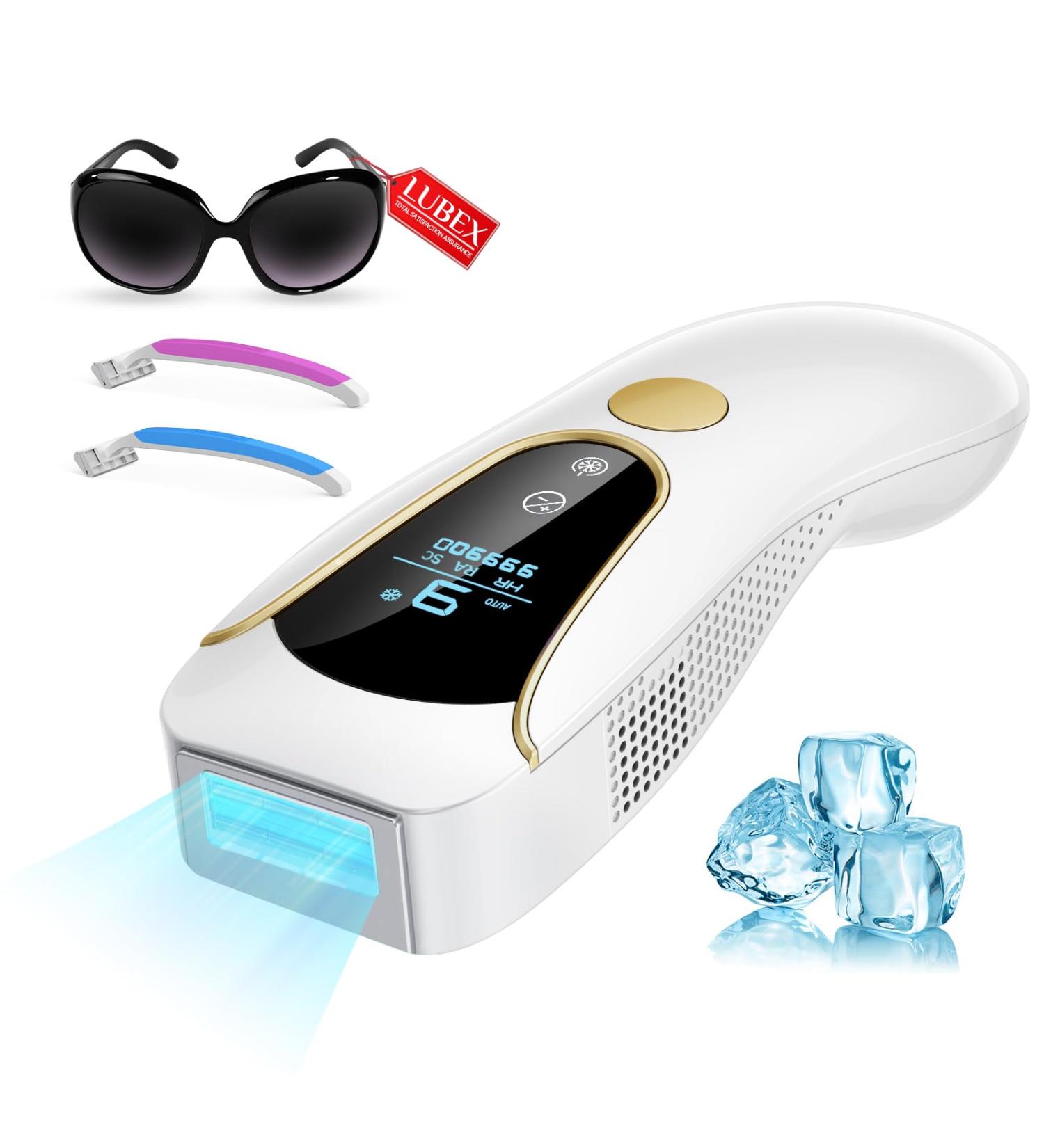 LUBEX IPL Hair Removal Device with Ice Cooling System - 3-in-1 Functions, 9 Energy Levels, Painless Hair Removal for Face, Bikini Line - Women & Men (A-white) - Buy Online on GoSupps.com