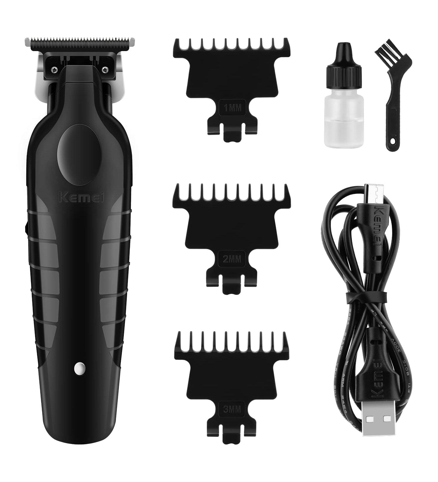 KEMEI Black Hair Clippers for Men - Cordless Professional Barber Clippers USB Rechargeable Wireless Haircut Clippers KM-2299 - Buy Online on GoSupps.com