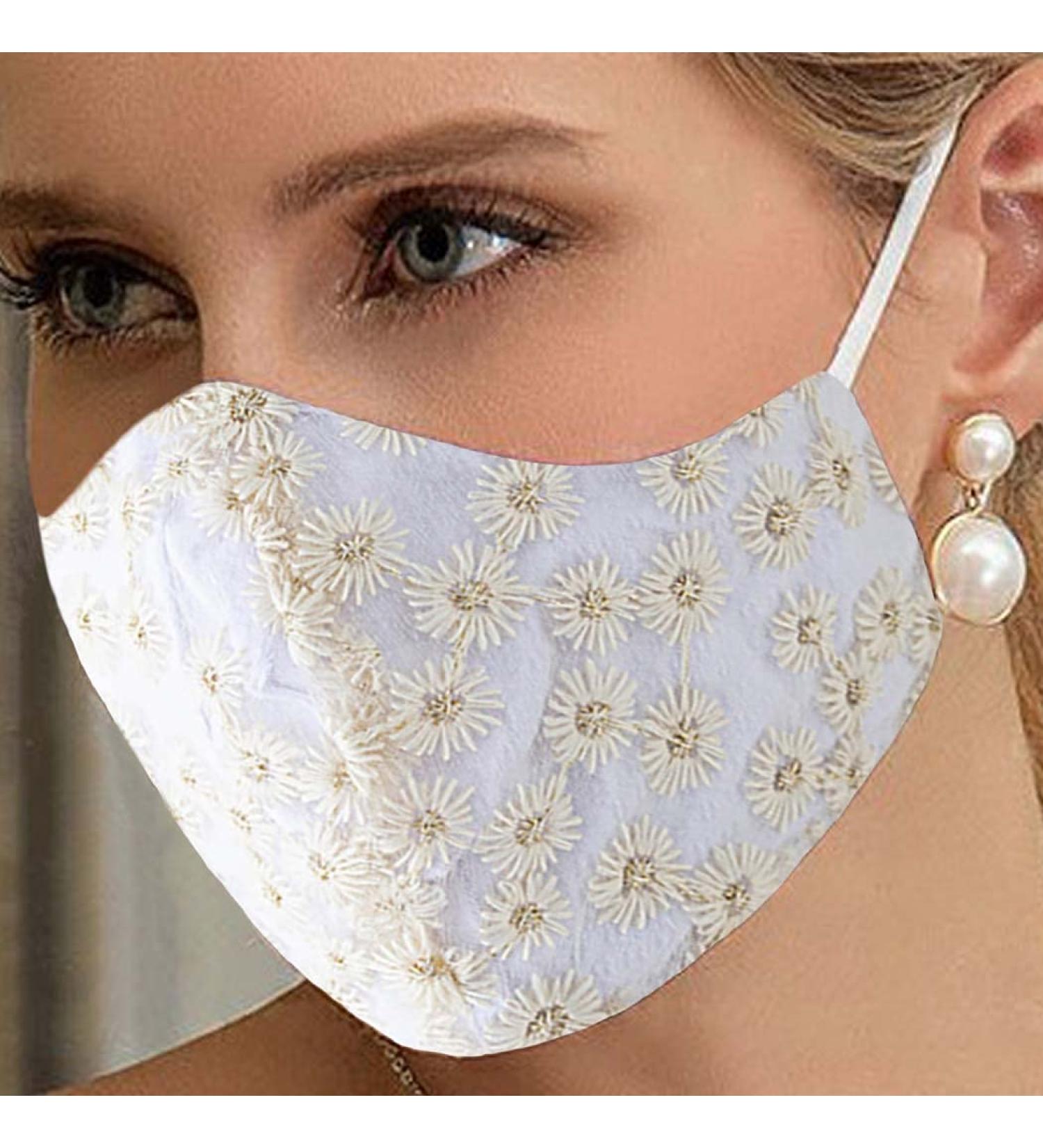 YBSHIN Lace Wedding Face Mask - Floral Print Adjustable Masquerade Mask for Women - B-Beige - International Shipping Available - Buy Online on GoSupps.com