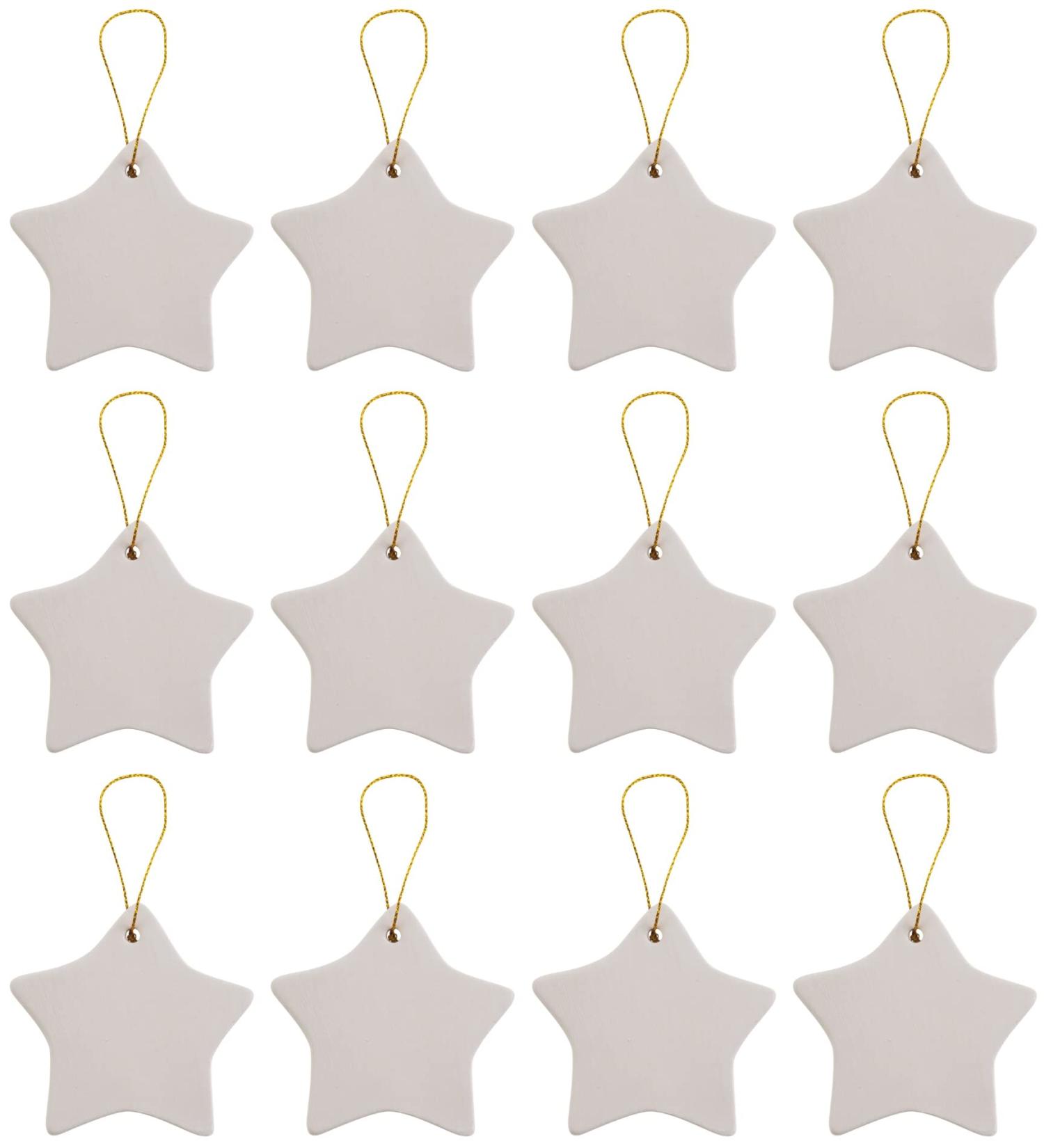 DIY Ceramic Bisque Star Ornaments - 12 Pack for Christmas Tree Decoration - Buy Online on GoSupps.com