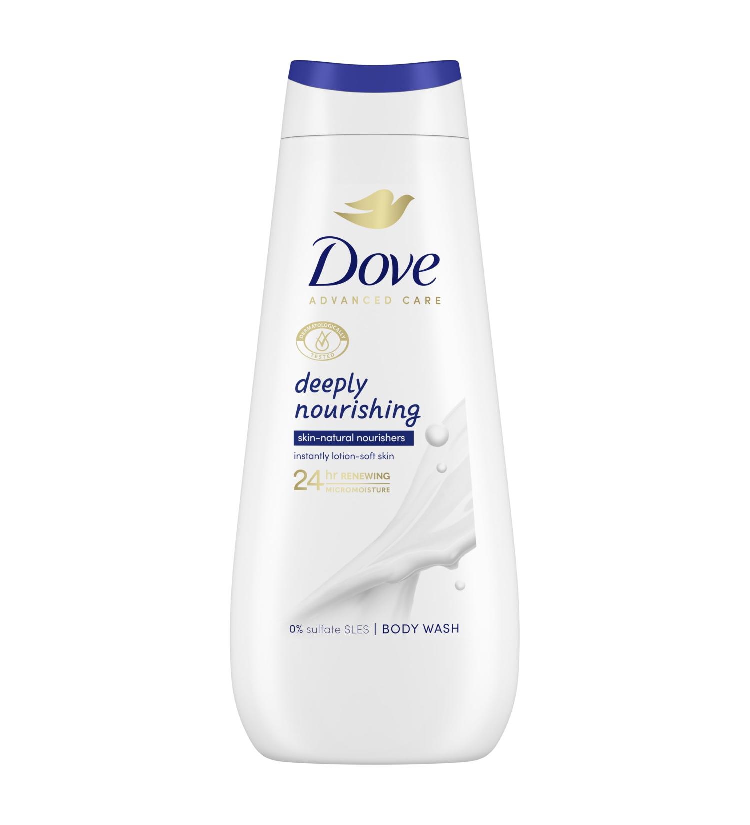 Dove Advanced Care Deeply Nourishing Body Wash body cleanser with skin-natural nutrients for instantly lotion-soft skin 400 ml - Buy Online on GoSupps.com