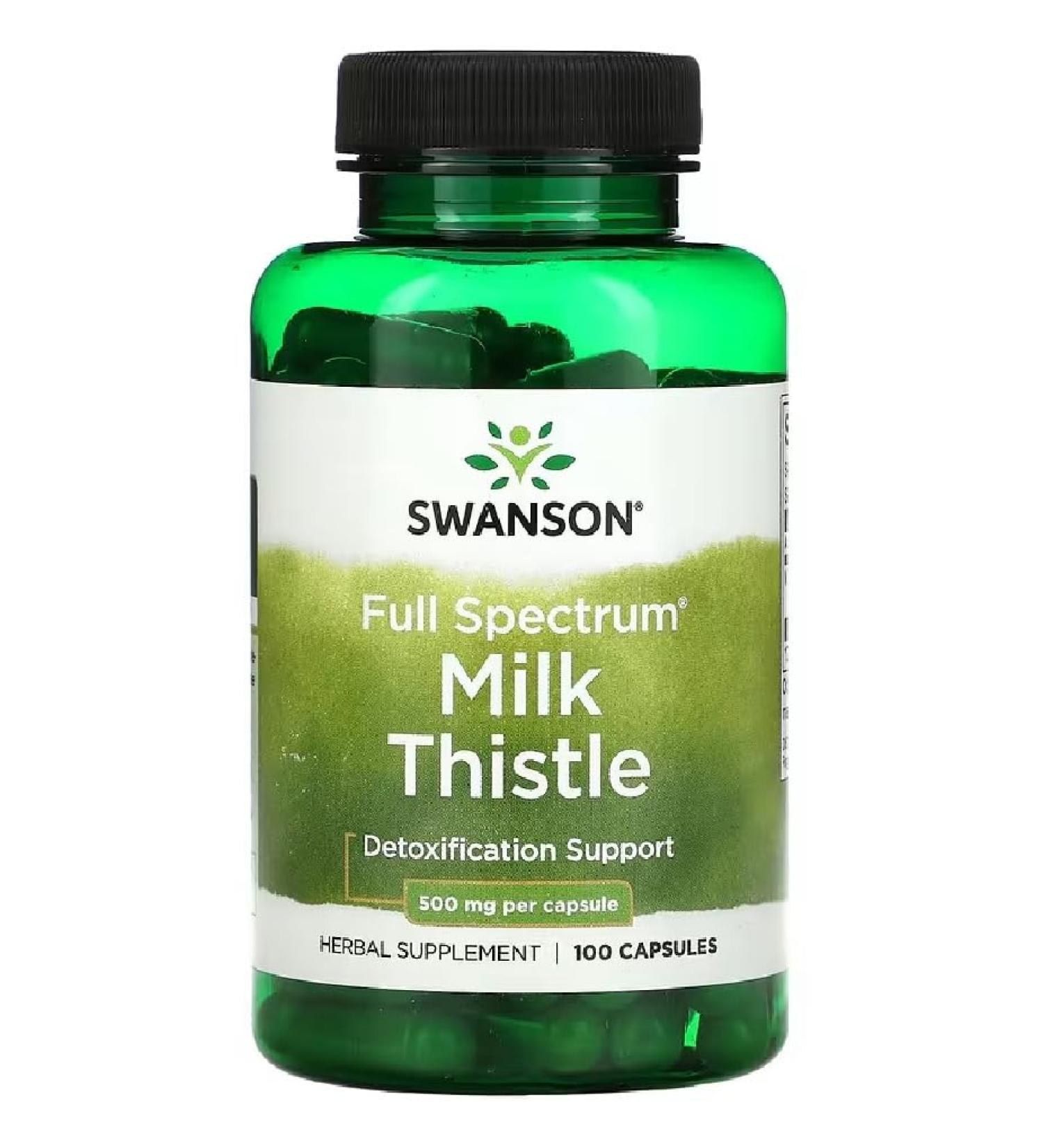 Swanson - Full Spectrum Milk Thistle 500mg - Milk Thistle | Natural Support for Liver Function and Detoxification - 100 Capsules