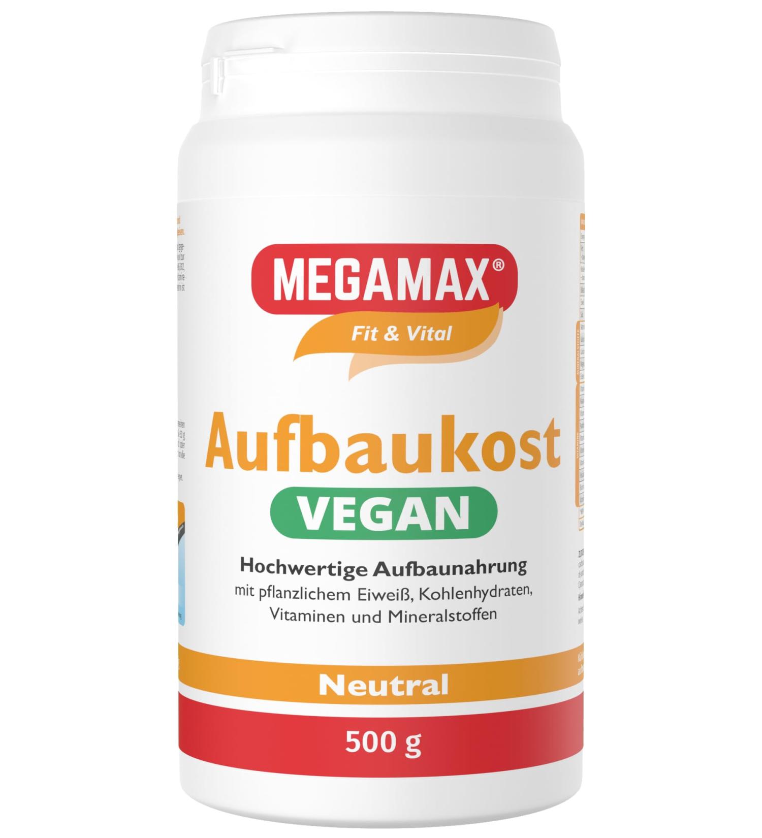 MEGAMAX Vegan Building Food 500g - High-Calorie Liquid Shake for Weight Gain | Pea Protein & Carbohydrates - Nutrient-Rich Vegan Calorie Booster - Buy Online on GoSupps.com