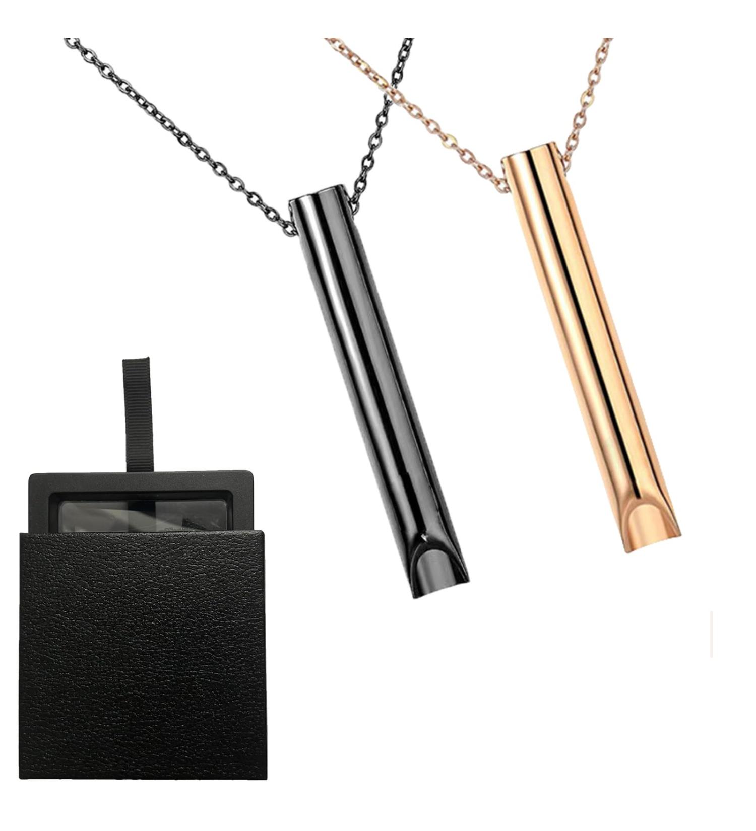 2PCS Anxiety Breathing Necklace - Anapana Breathlace for Stress Relief & Meditation - Gift Boxed for Men and Women (Black&Gold) - Buy Online on GoSupps.com