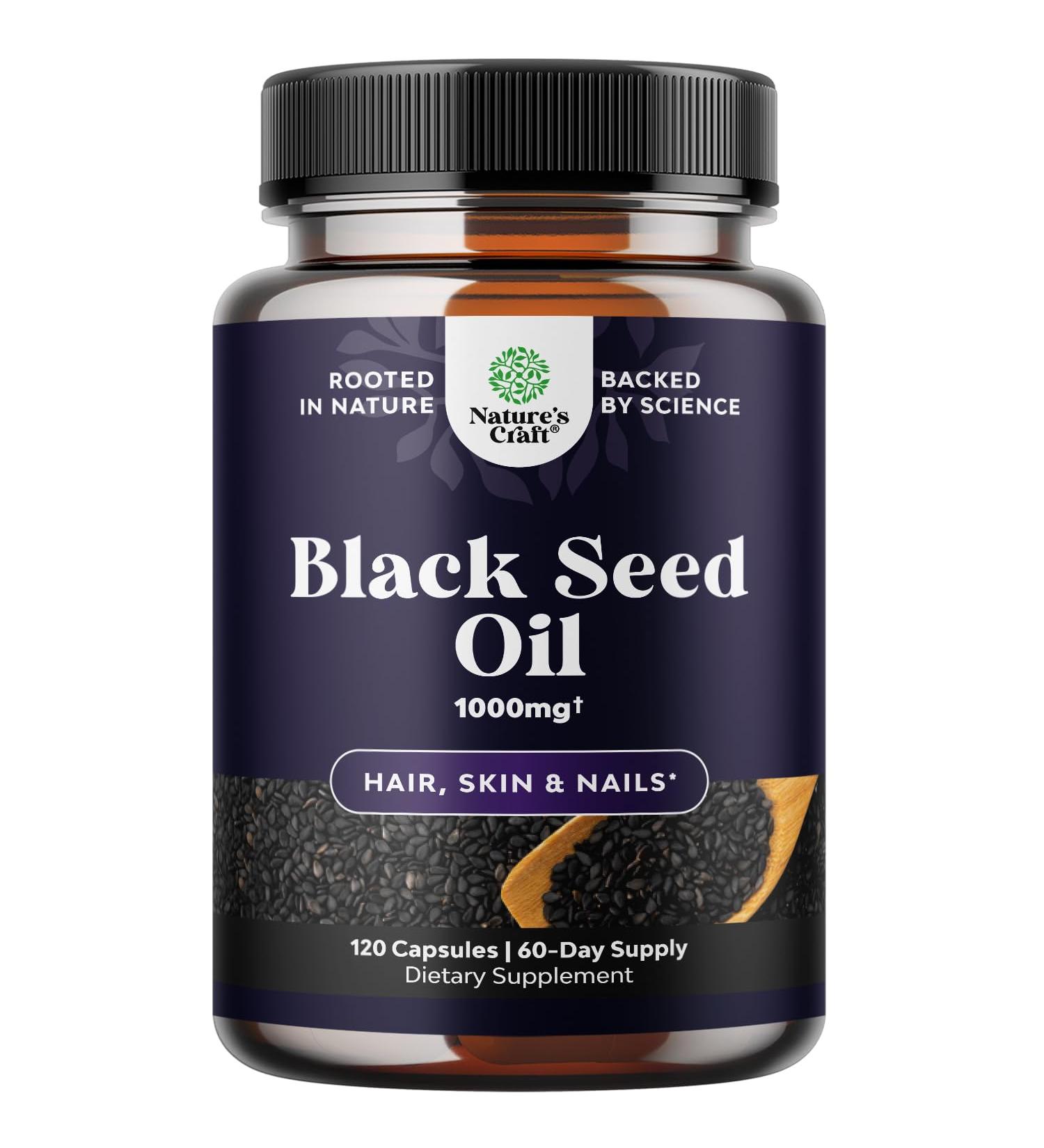 Cold Pressed Black Seed Oil Capsules - Vegan Nigella Sativa Black Cumin Seed Oil Capsules with Omega 3 6 9 Antioxidants and Thymoquinone for Hair Growth Immune Support Joint Health and Digestion - Buy Online on GoSupps.com