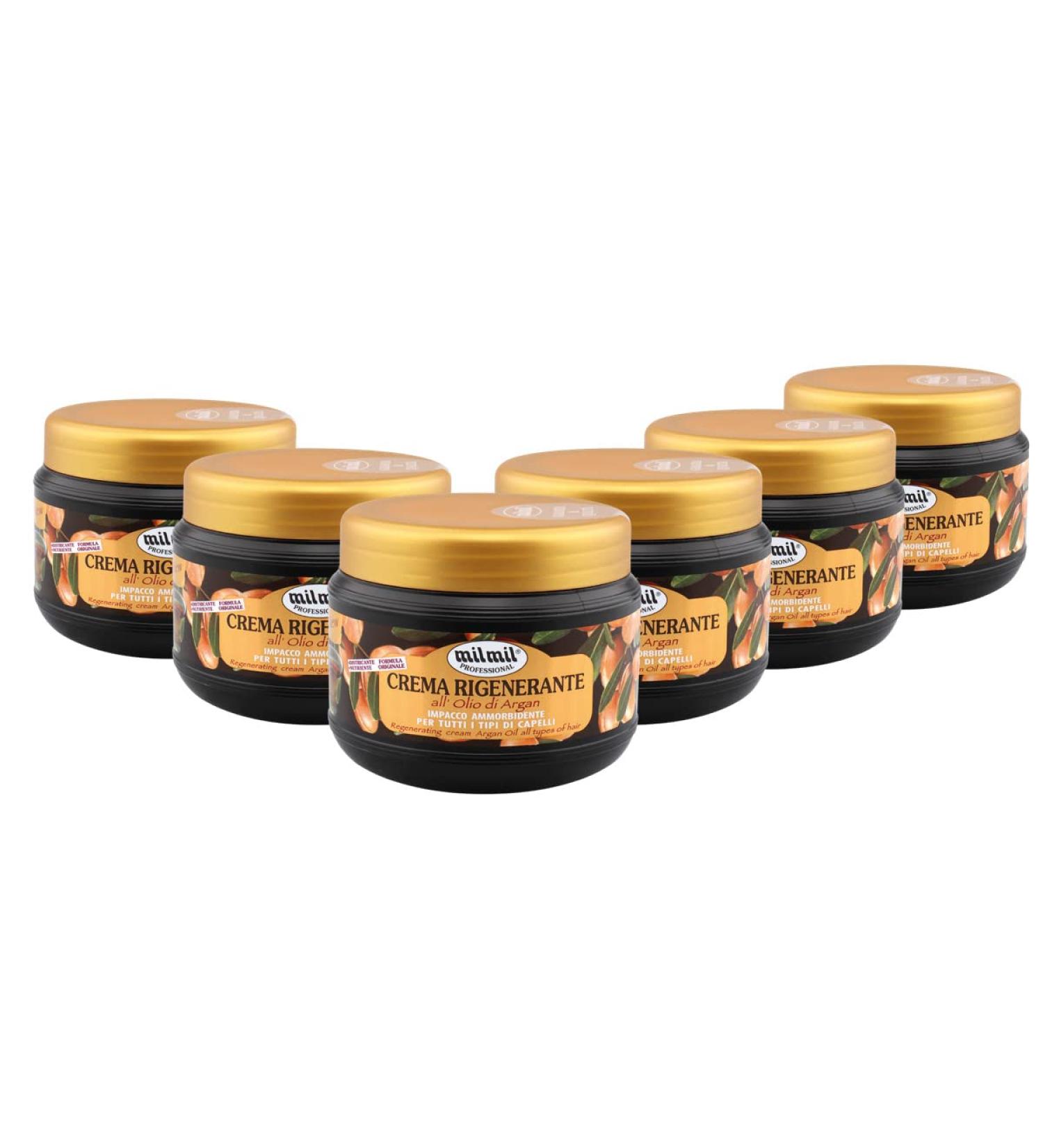  Milmil Milmil Regenerating Hair Cream Argan Oil Scent Softening Compress for All Hair Types - 6 x 500 ML - Buy Online on GoSupps.com