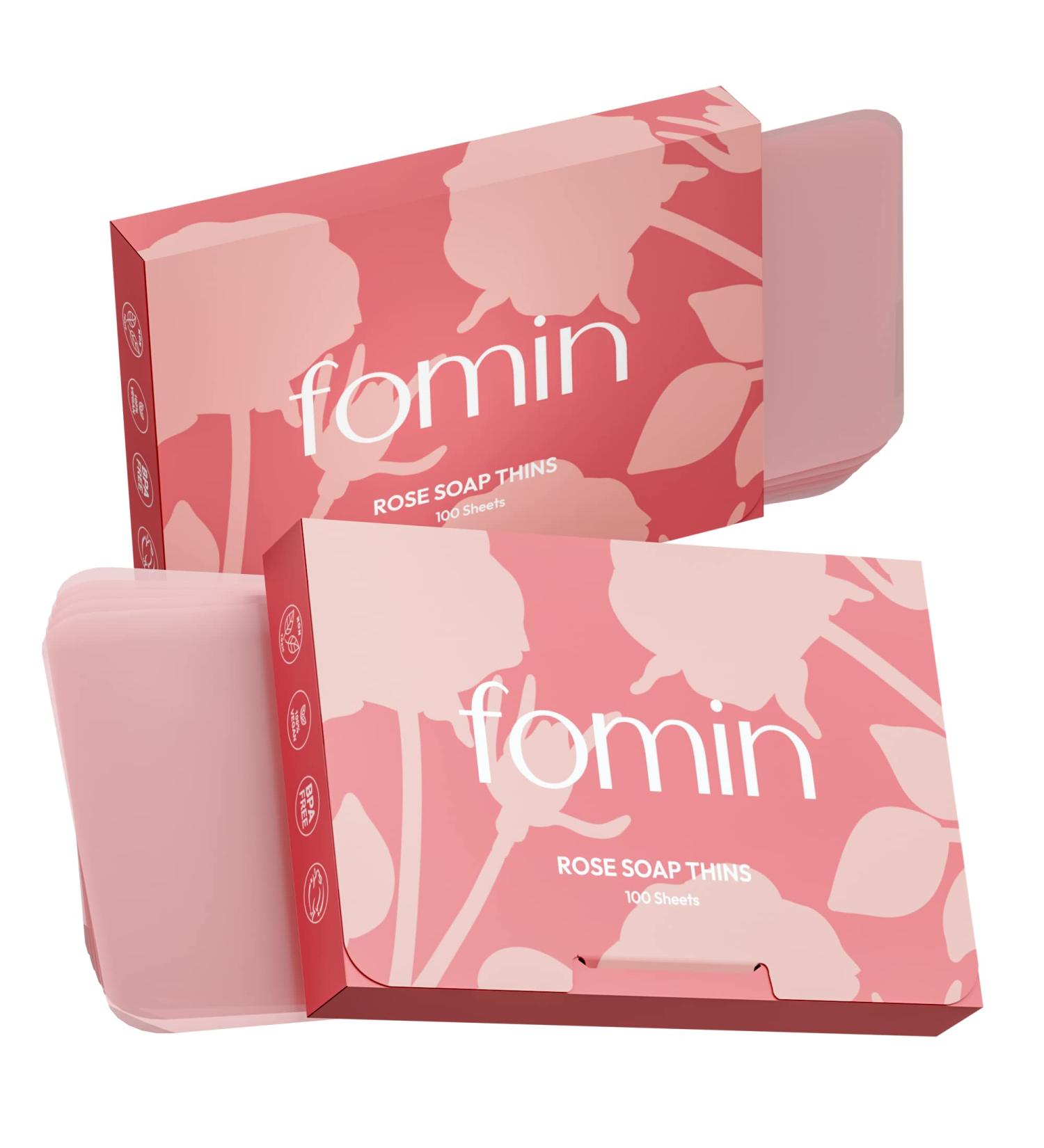 FOMIN Antibacterial Rose Paper Soap Sheets - 200 Travel Hand Washing Sheets - Dissolvable Mini Soap for Camping - Pack of 2 - Buy Online on GoSupps.com