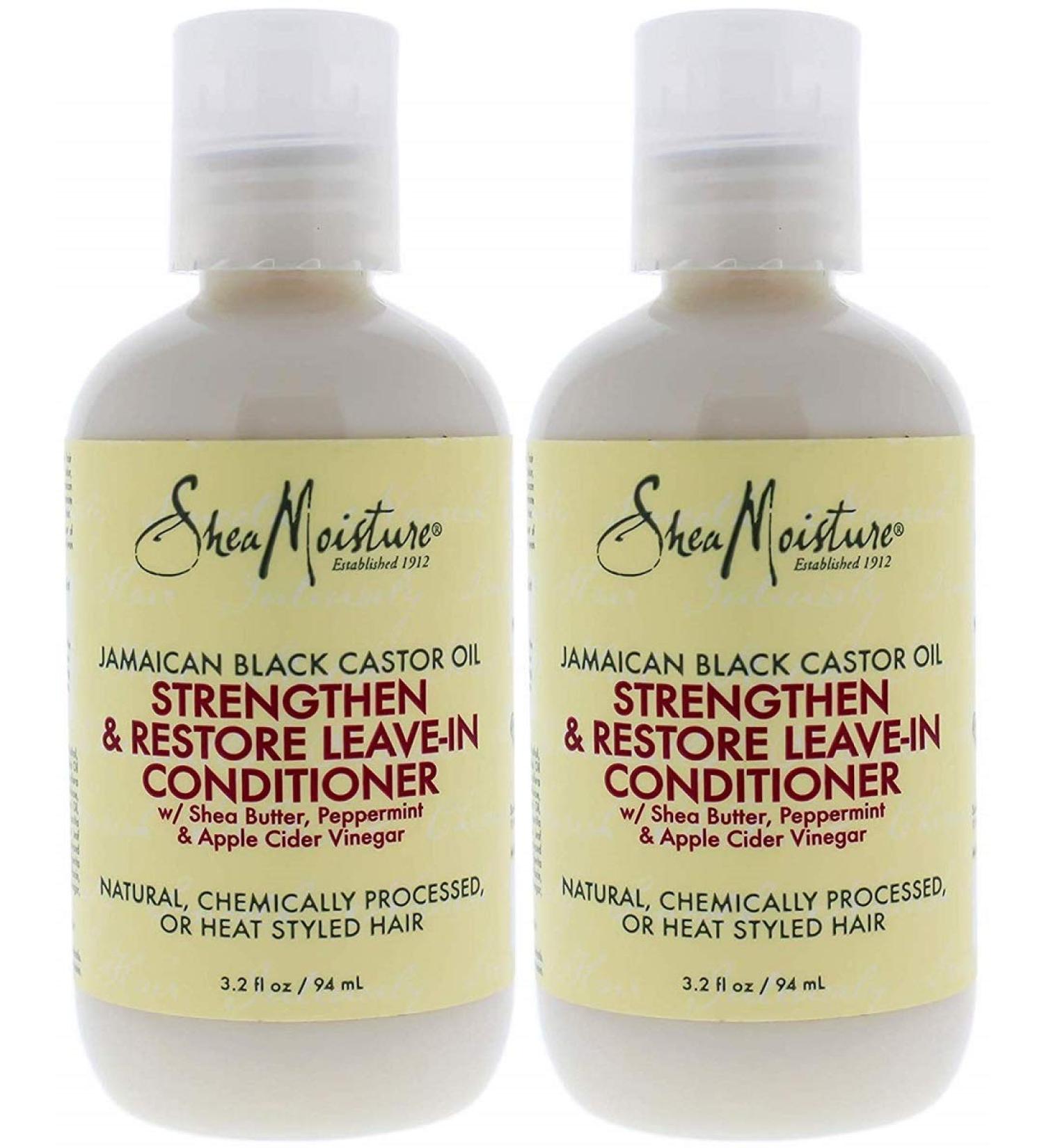 Shea Moisture Jamaican Black Castor Oil Strengthen & Restore Leave-in Conditioner Pack Of 2 3.2 Oz 6.4 Fl Oz (Pack of 1)