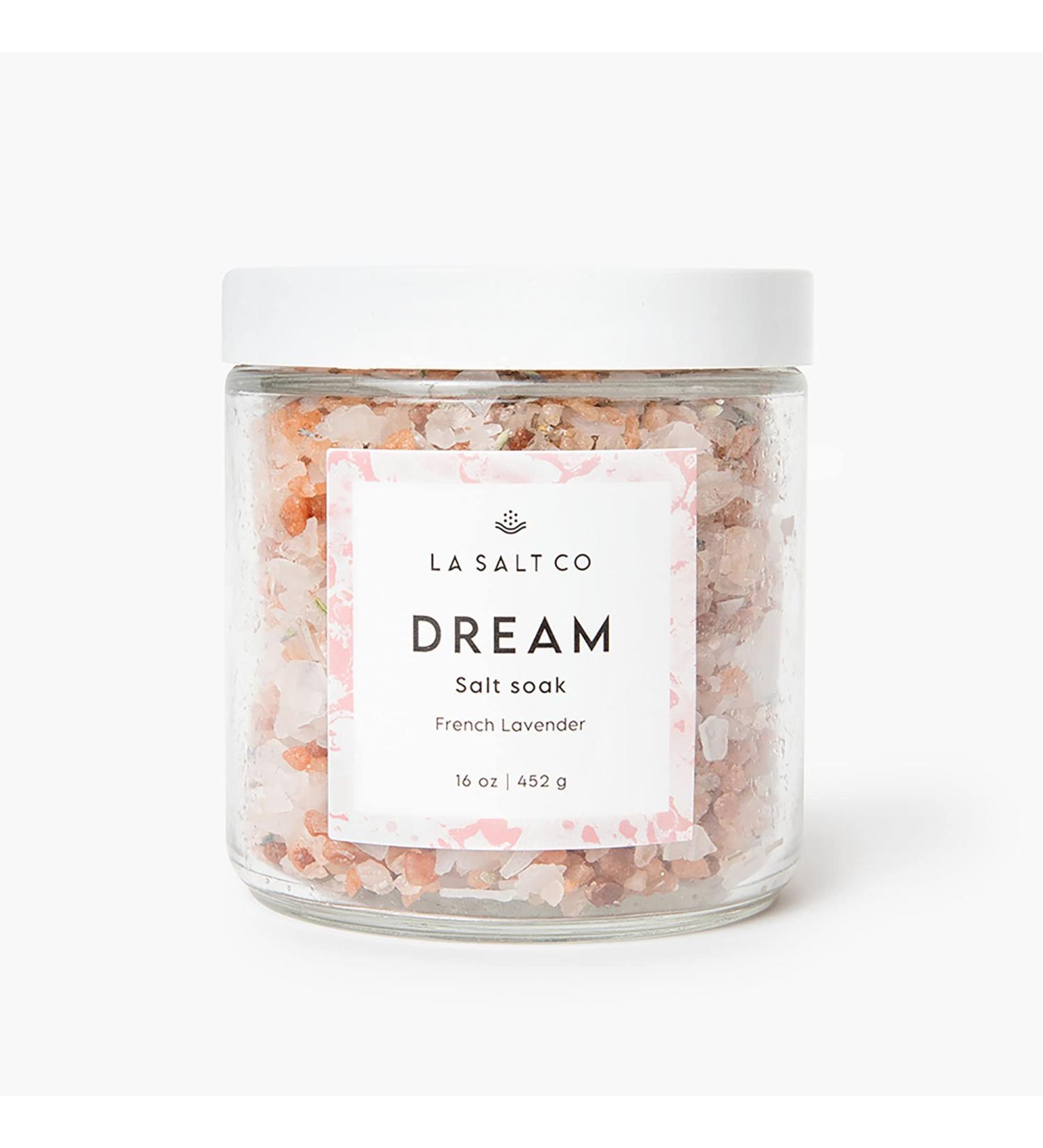 LA SALT CO Dream Aromatherapy Bath Salt Soak - 16 oz | Himalayan Pink Salt, Magnesium Chloride, Lavender Buds & Oil | Relaxation Promoting Formula - Buy Online on GoSupps.com