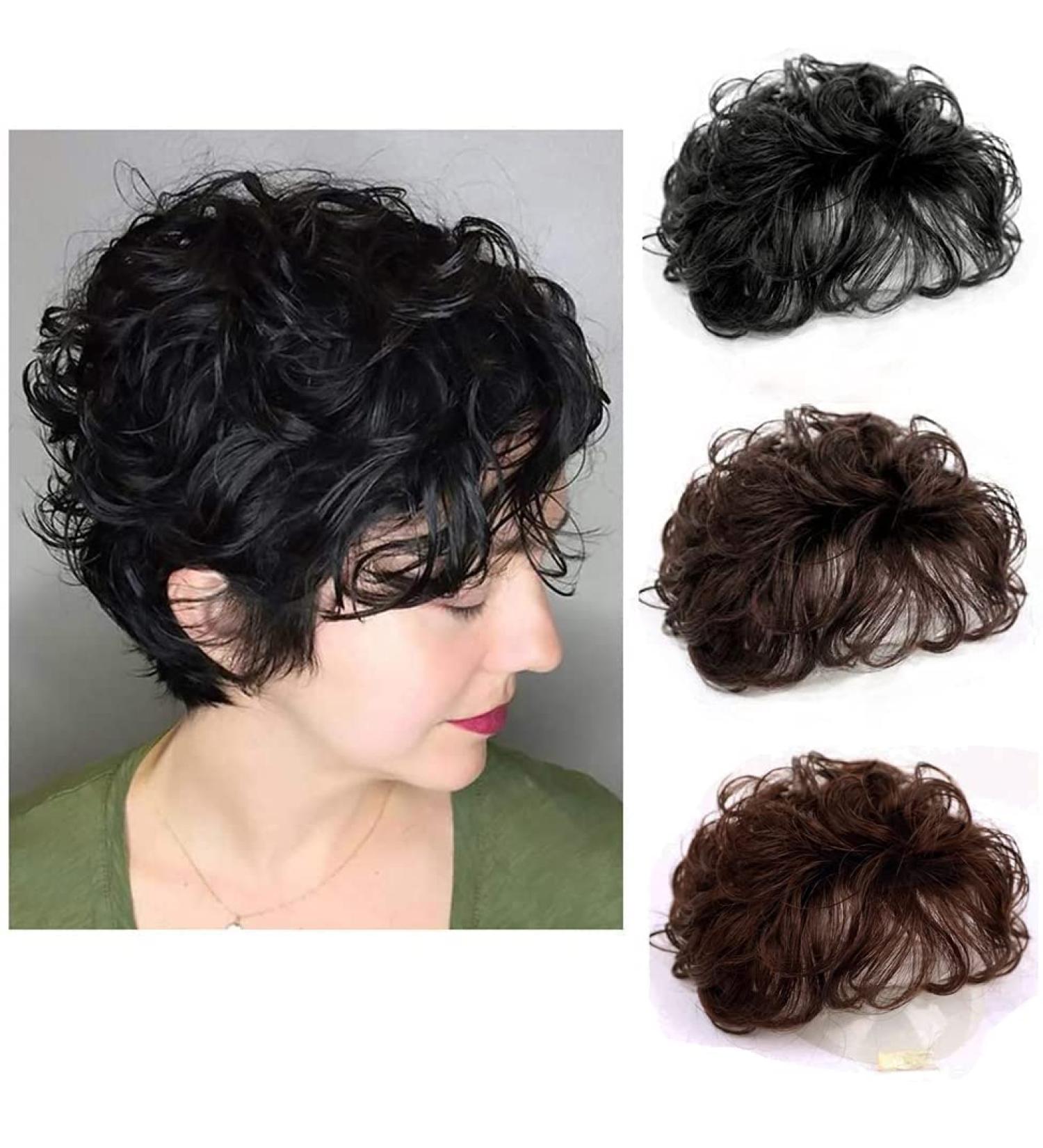 EREE HAIR 6Inch Short Curly Hair Topper Clip in Hair Topper Top Hairpieces Topper Human Hair Extensions Wiglet Topper Hair Piece for Women with Thinning Hair Black Color - Buy Online on GoSupps.com