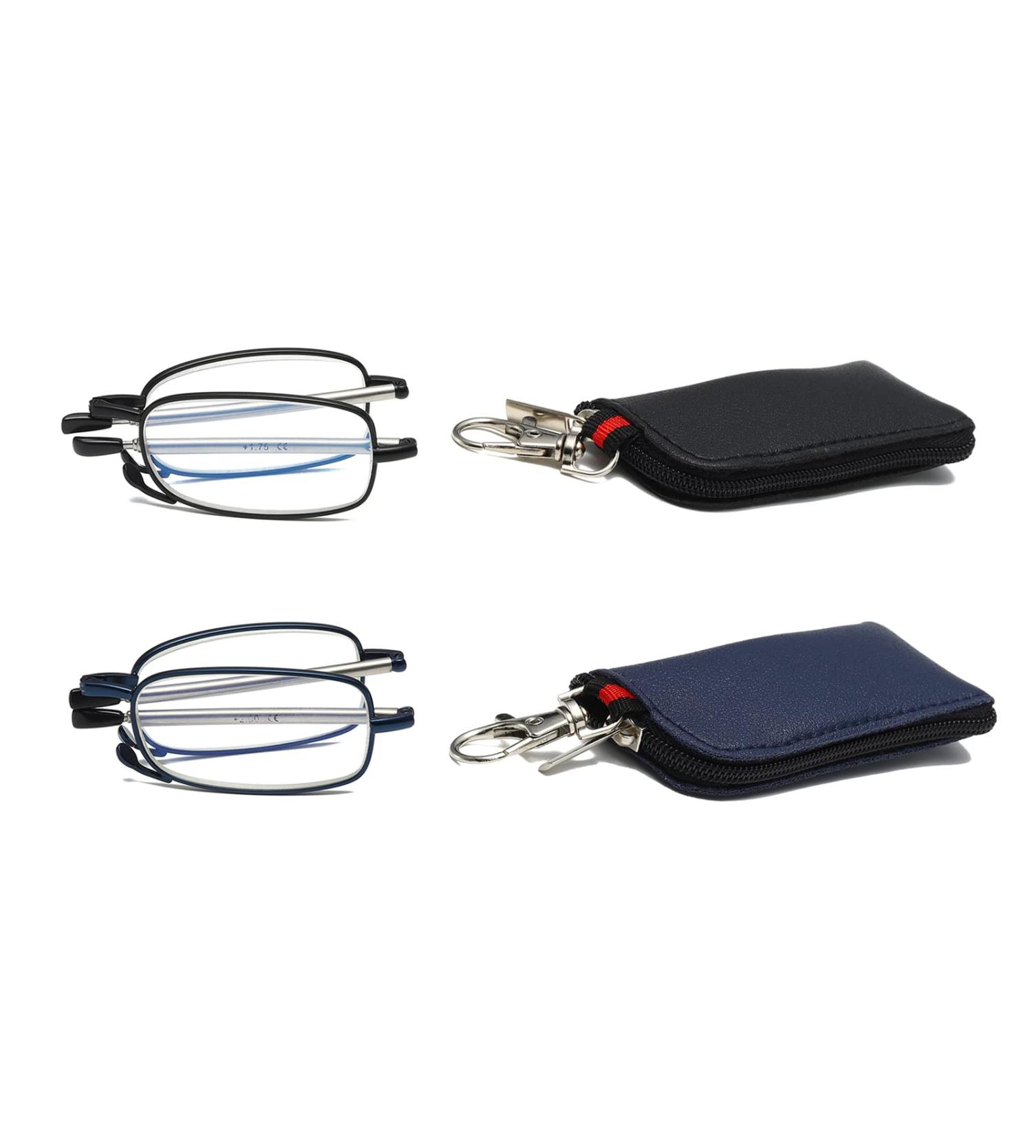 Hubeye Folding Reading Glasses - Blue Light Blocking Portable Pocket Readers with Keychain - 1.50 Diopters for Men & Women - Buy Online on GoSupps.com
