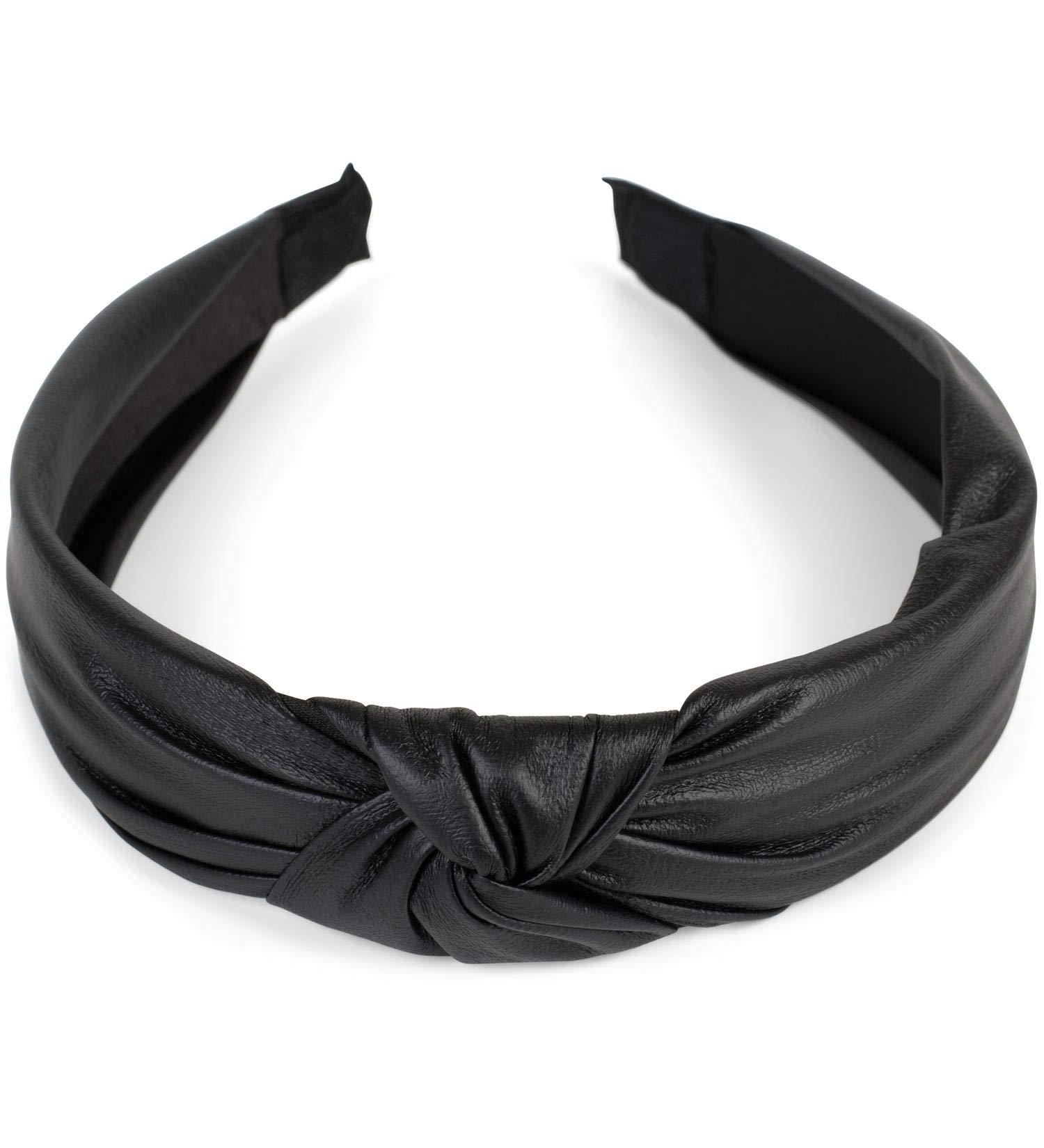 Shop styleBREAKER Retro Faux Leather Headband for Ladies - Knot Hairband in Black | Perfect Fashion Accessory - Buy Online on GoSupps.com