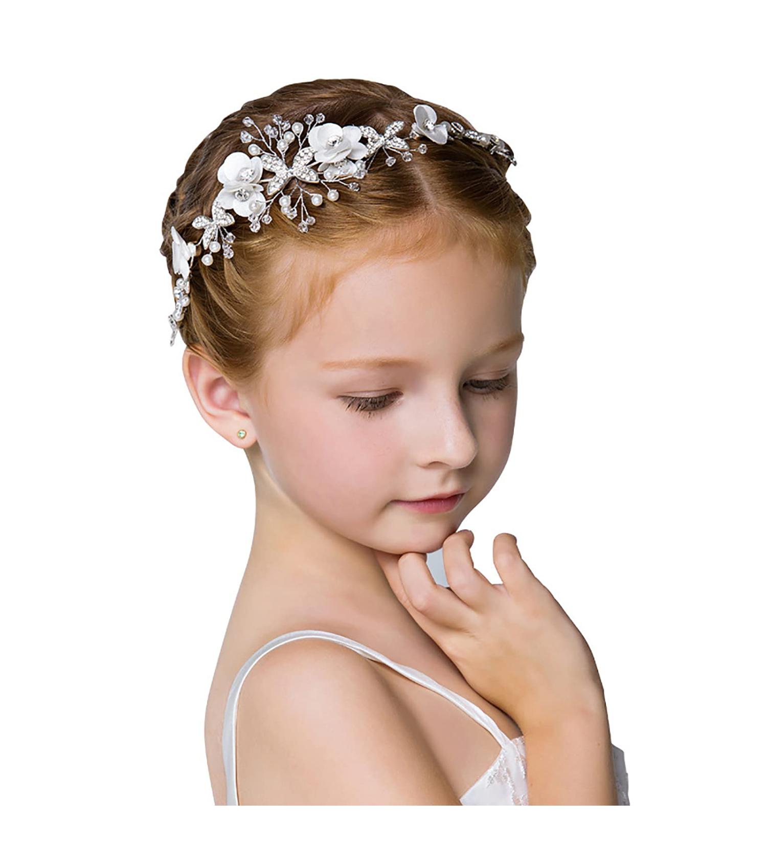 Ideal Swan Girl Pearl Crystal Headband for Women and Girls - White Princess Wedding Hair Accessory - Children's Day Special - Buy Online on GoSupps.com