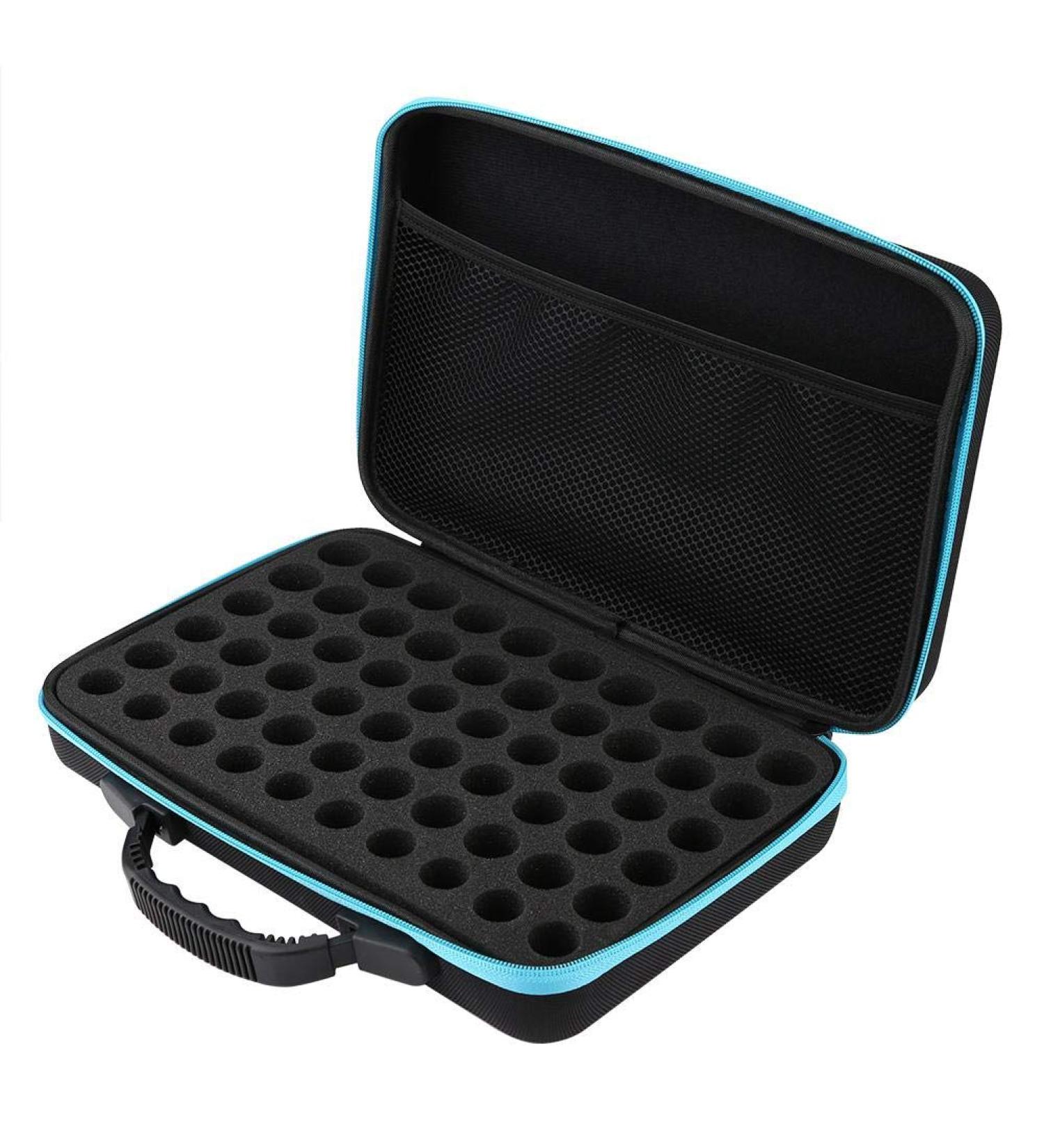 Wifehelper Essential Oils Carrying Bag - Hard Shell Case for 60 Bottles (5ml & 15ml) - Shockproof Aromatherapy Travel Organizer - Blue - Buy Online on GoSupps.com