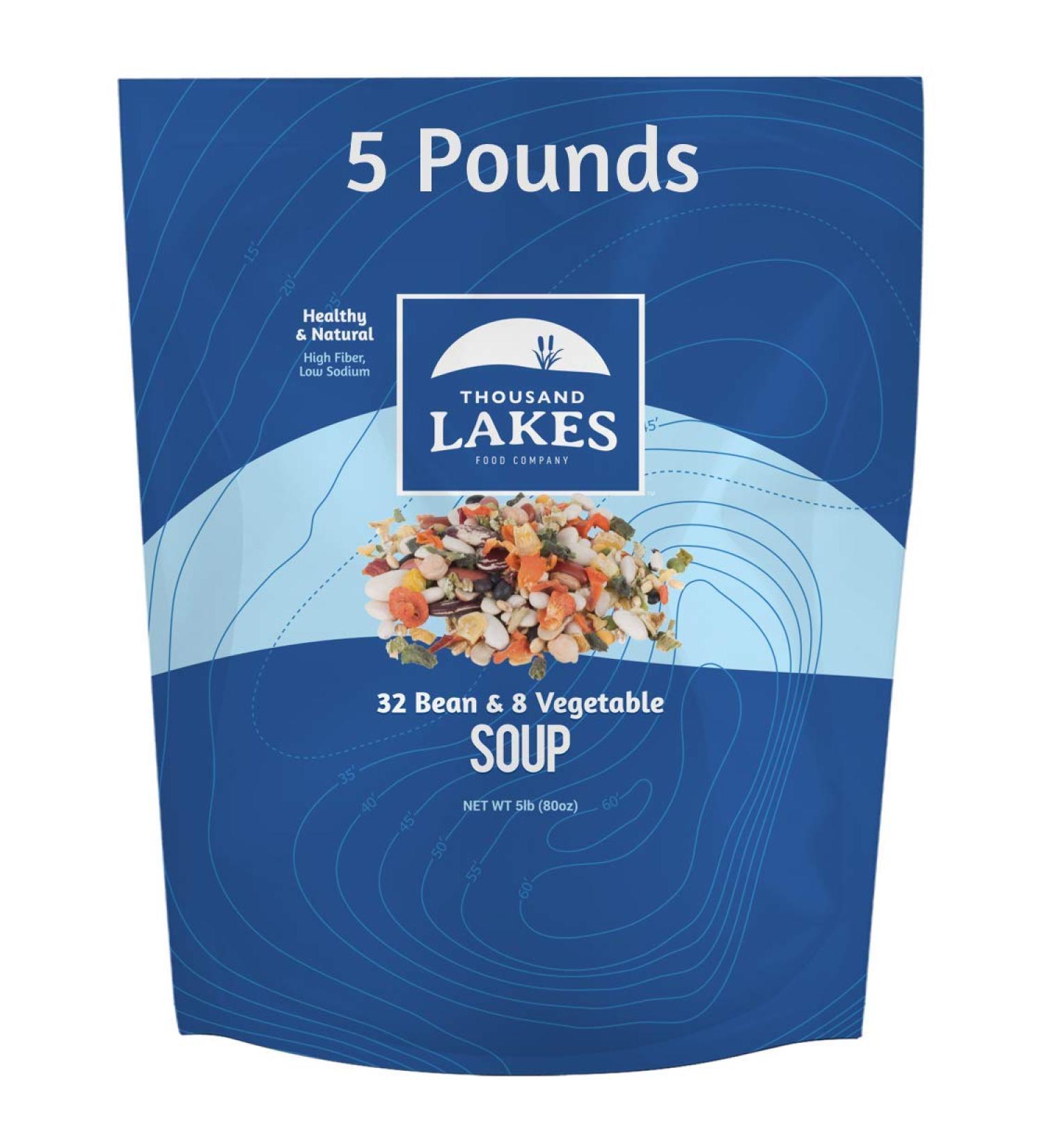 Thousand Lakes 32 Bean & 8 Veg Soup Mix - 5lbs Bulk | Low Sodium, No Fat, High Fiber | 100 Servings | Vegan - Buy Online on GoSupps.com