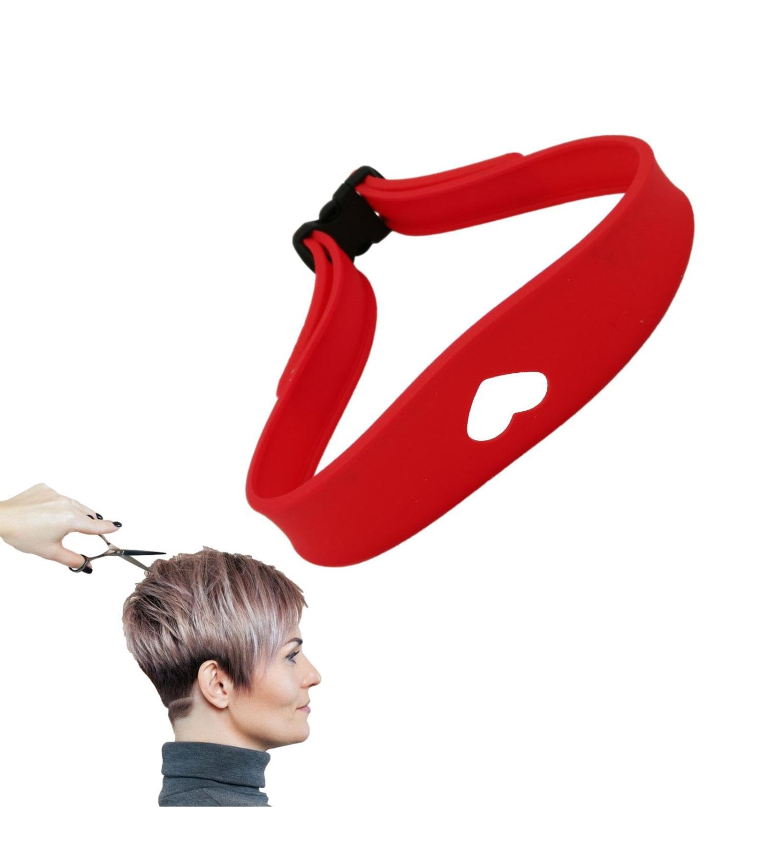 Adjustable Neck Hair Guide Hair Trimming Guide Tool for Cutting | Curved Silicone Hair Styling Tools Haircut Bands for Home Haircuts Red - Buy Online on GoSupps.com