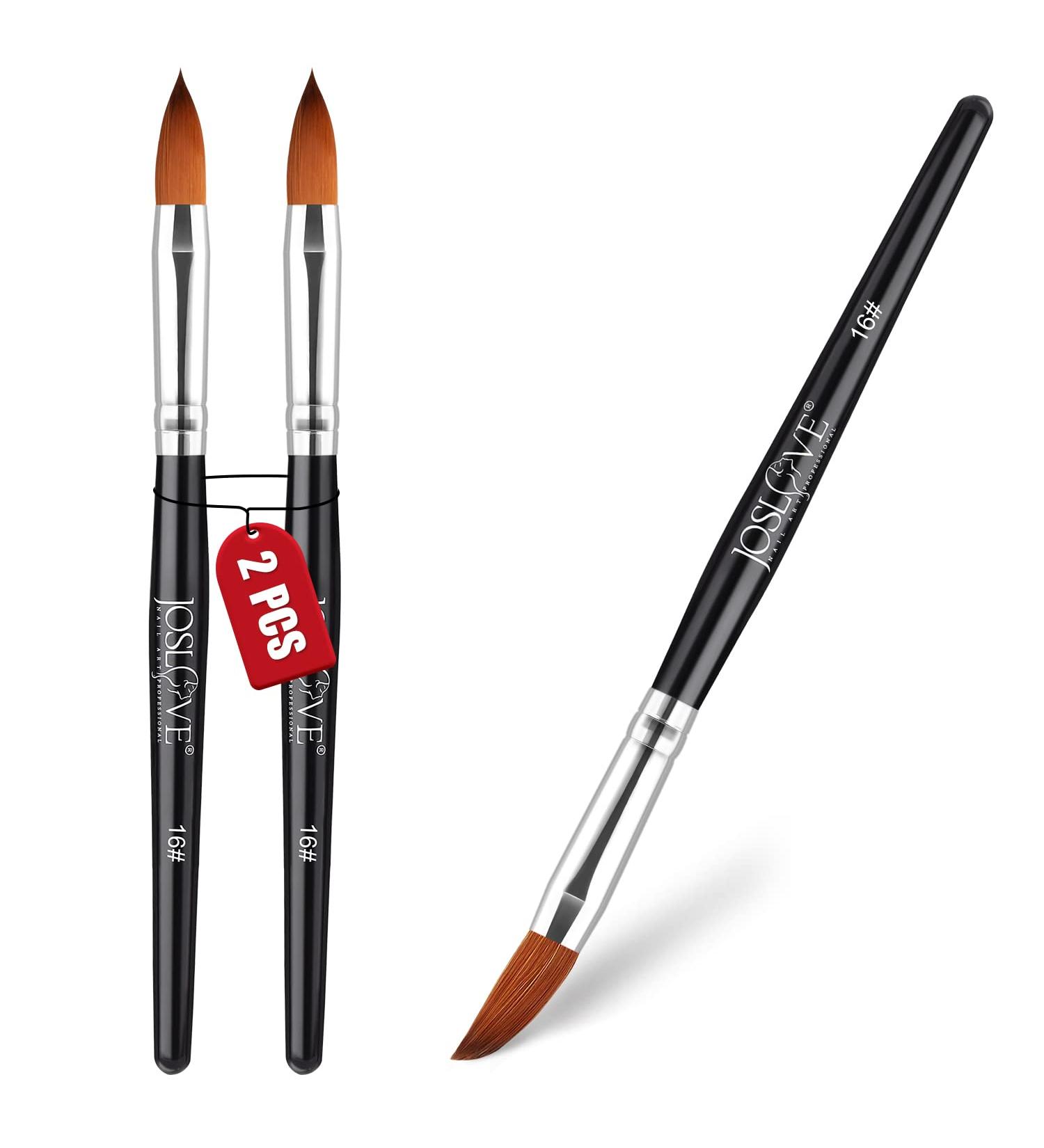 JOSLOVE 2PCS Size 16 Kolinsky Acrylic Nail Brushes | Acrylic Application | Pure Sable Hair | Wooden Handle - Buy Online on GoSupps.com