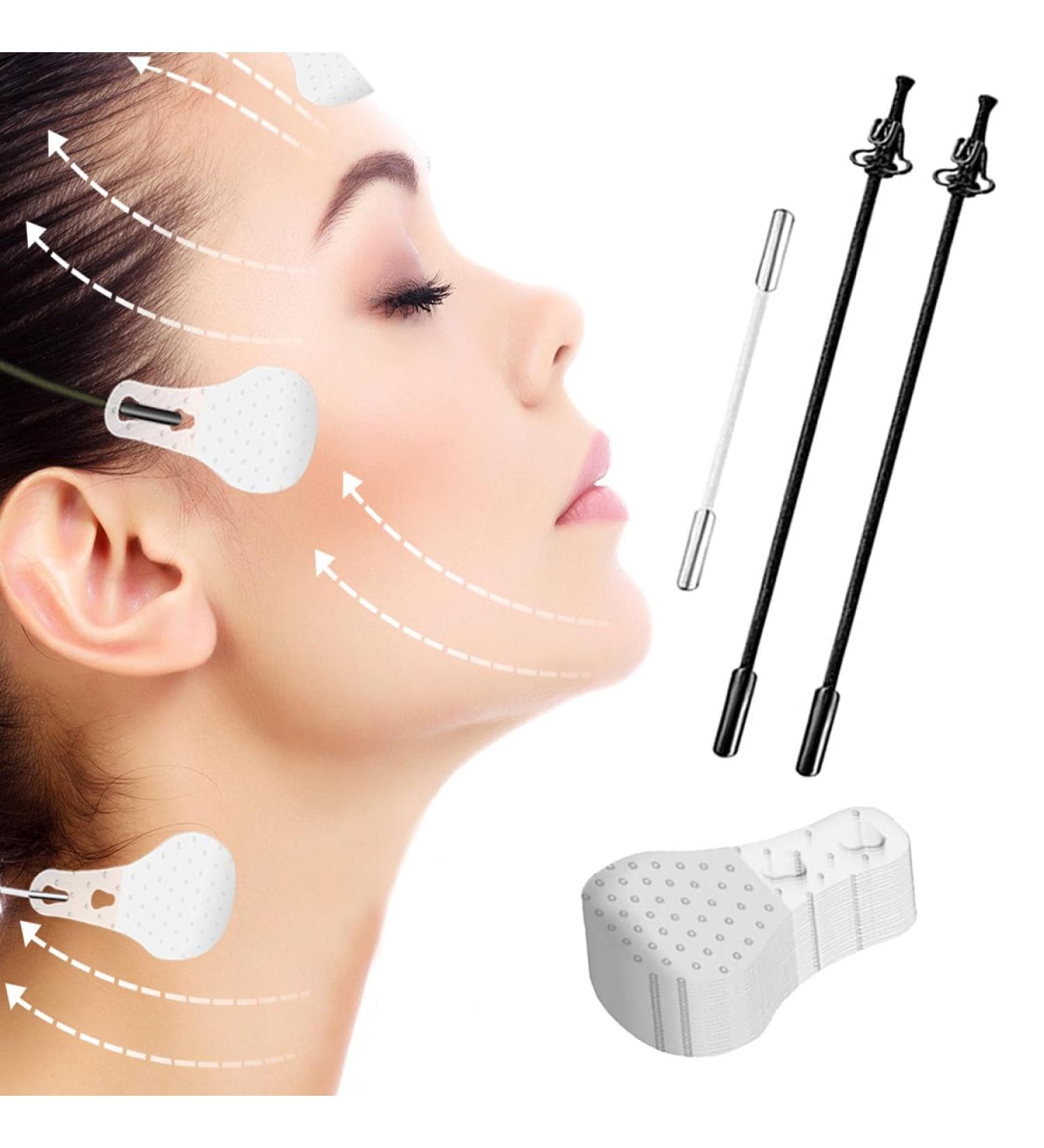 CCAIPU Face Lift Tape Face Lift 3 Invisible Thin Ropes with 40 Instant Lifting Tapes Face Lifting Tape Reduce Double Chin | Tighten Skin | Remove Wrinkles (Color-A) - Buy Online on GoSupps.com