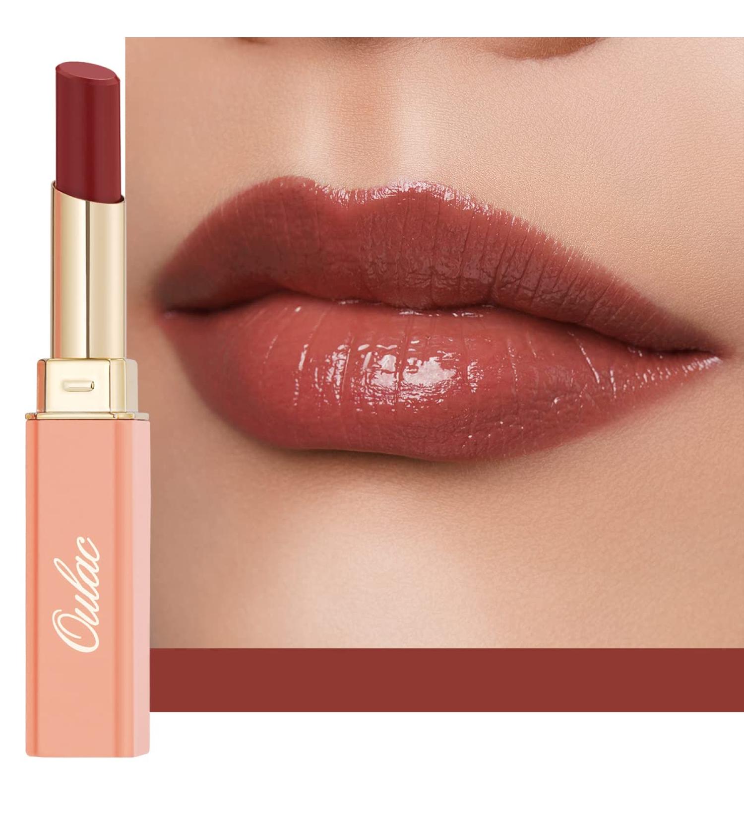 Oulac 2-in-1 Lipstick & Lip Balm - Juicy Shiny Lip Care for Smooth Hydrated Lips | Vegan Plummy Terracotta - Buy Online on GoSupps.com