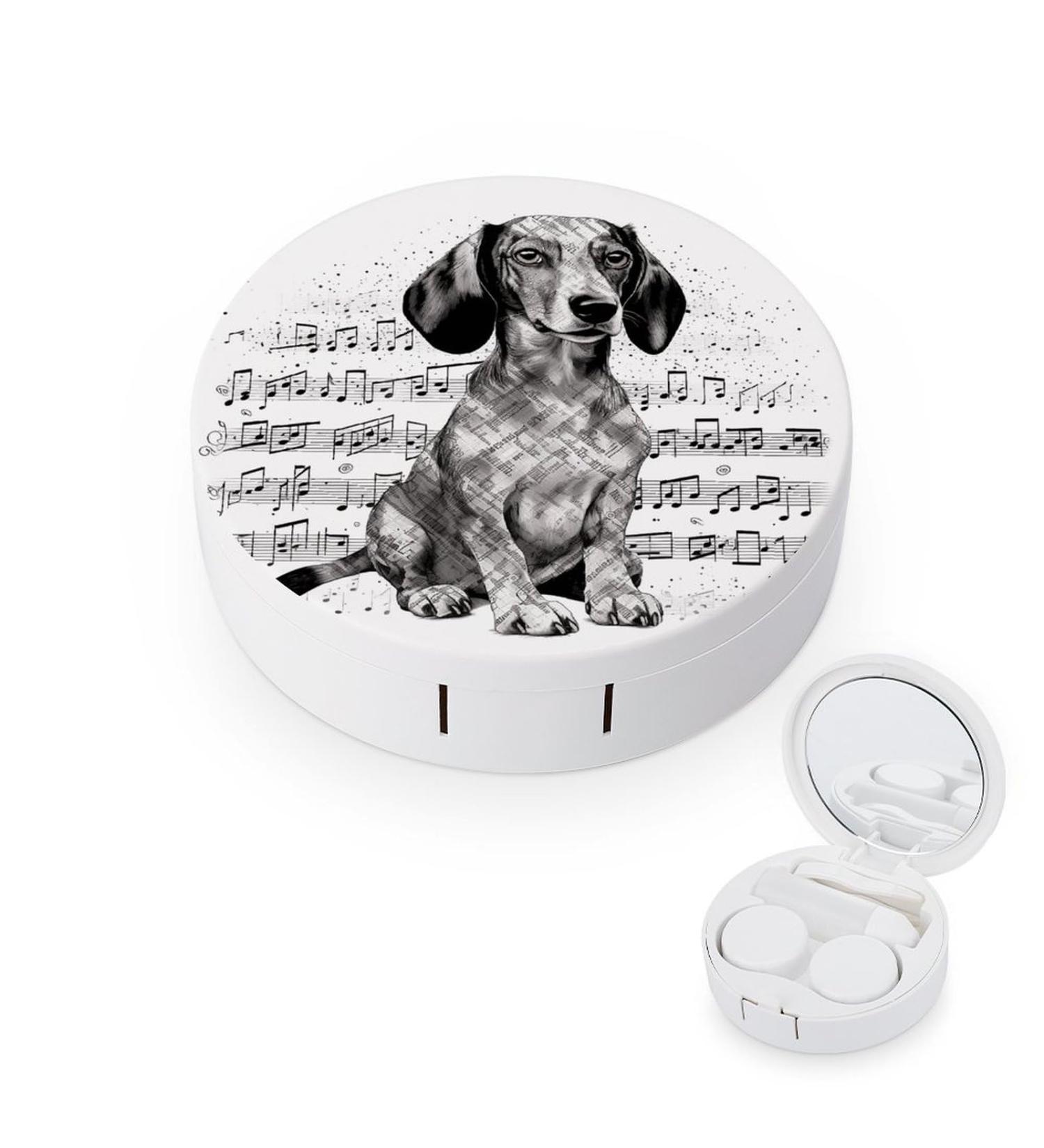 Dachshund Music Notes Contact Lens Case - Travel-Friendly Lens Care Box for Eyewear - Buy Online on GoSupps.com