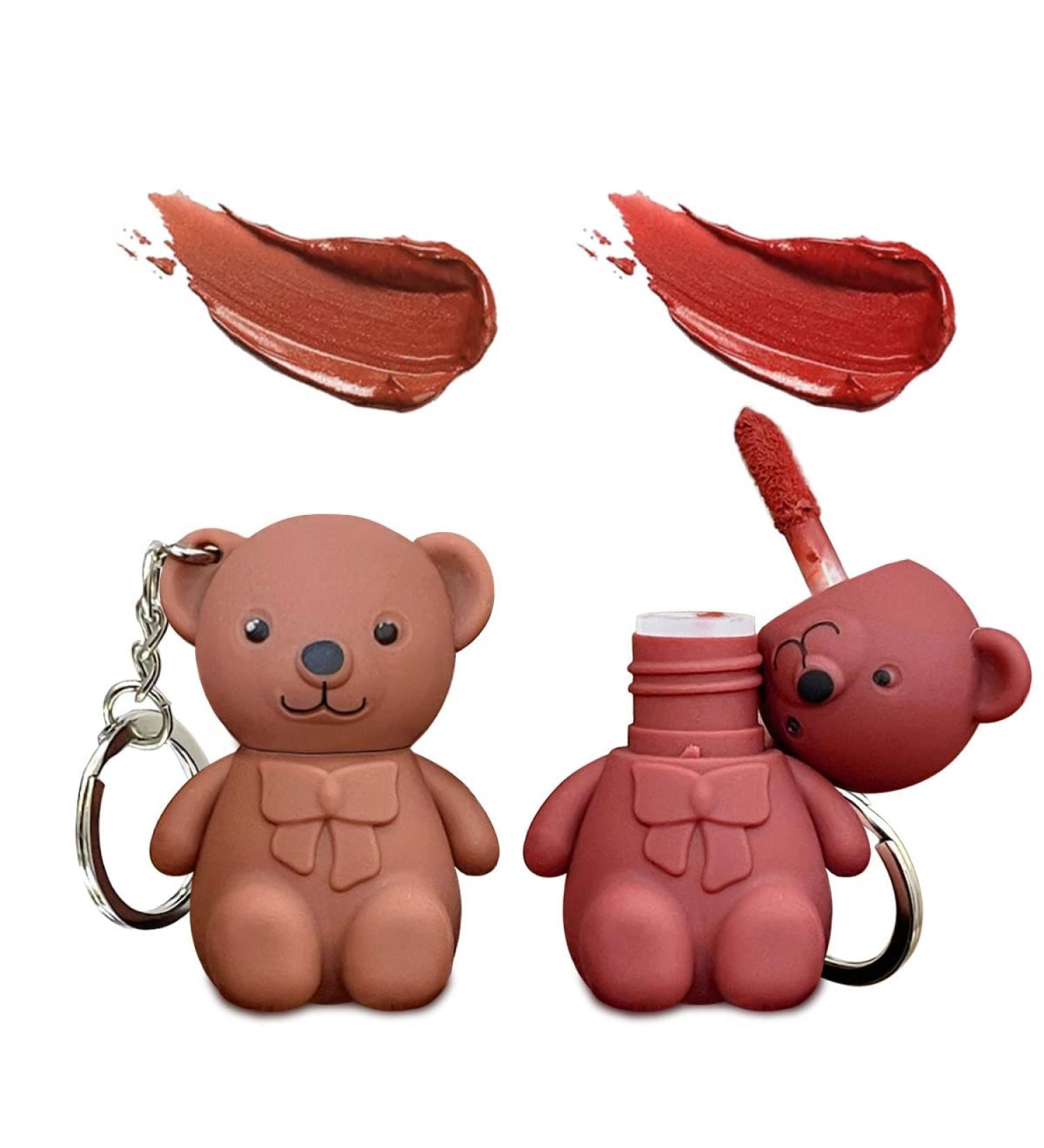 2 in 1 Bear Lipstick Mist Matte Velvet Lipstick Waterproof Long Lasting Lip Gloss (2 Pack) - Cute Bear Makeup Set - Buy Online on GoSupps.com