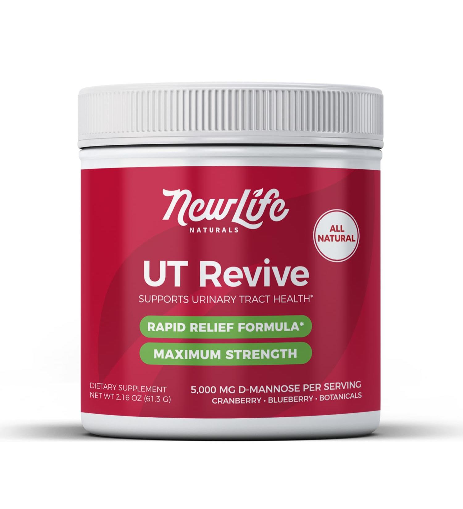 NewLife Naturals UT Revive with D Mannose Powder UTI Support for Urgency Natural Urinary Tract Health for Women - with Cranberry Blueberry & Botanicals Short Term Potent Formula - 10 Servings - Buy Online on GoSupps.com