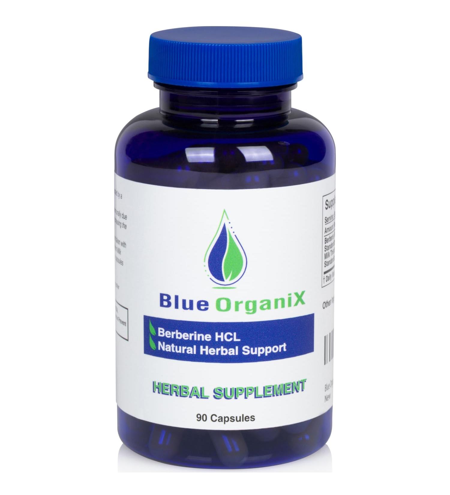 Blue Organix Berberine with Milk Thistle 500mg Formula HCL Complex Supplement with Silymarin for Better Absorption 90 Vegetarian Capsules 1 Bottle Overall Health Support - Buy Online on GoSupps.com