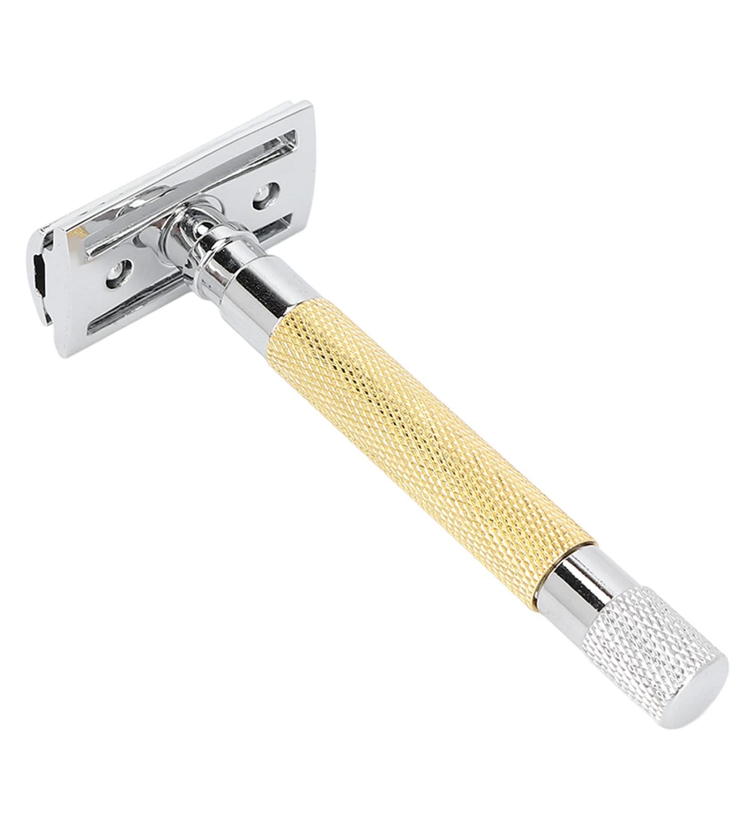 Double-Sided Zinc Alloy Safety Razor - Eco-Friendly Non-Slip Travel & Home Use for Men - Gold - Buy Online on GoSupps.com