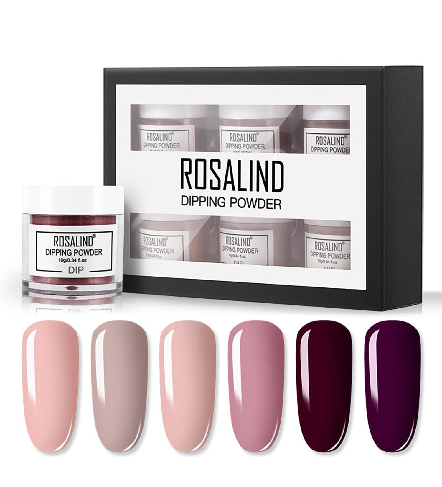 Roseflower Dipping Powder Nails Kit - 6 Colors Nude Dip Starter Kit | DIY Manicure at Home | Base & Top Coat Included - Buy Online on GoSupps.com