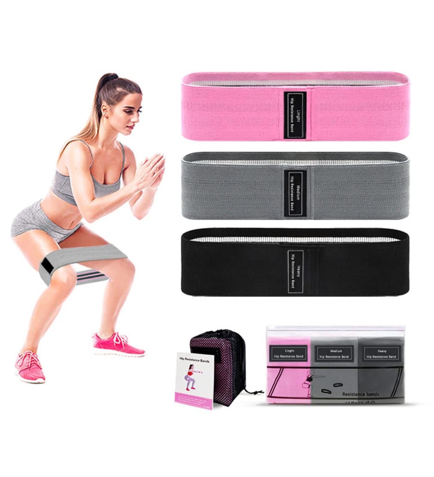 Premium Resistance Bands for Legs & Butt | Non-Slip Fabric Workout Loops Set - Ideal for Women at Home or Gym - Buy Online on GoSupps.com