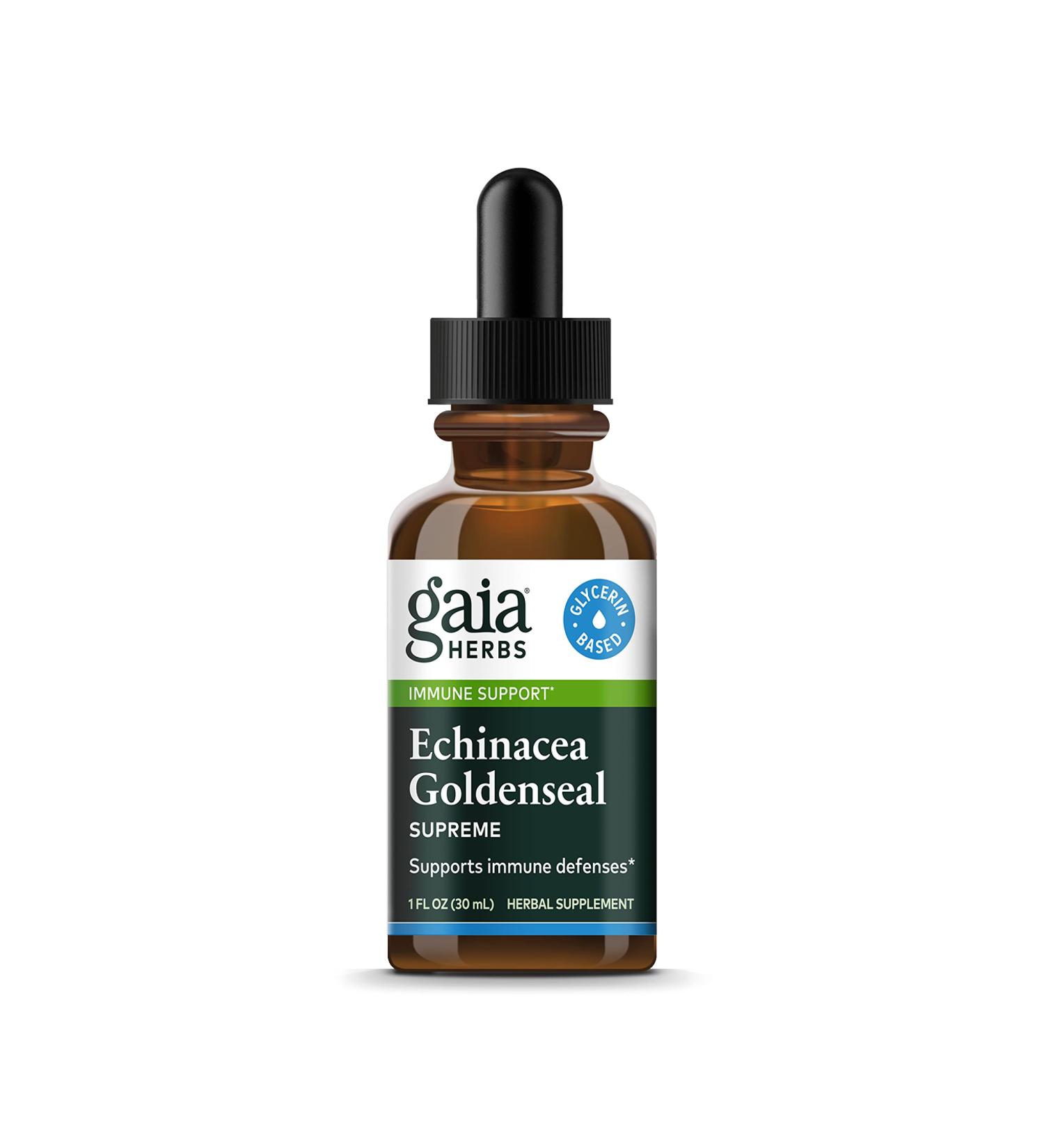 Gaia Herbs Echinacea Goldenseal Supreme 1 fl oz - Immune Support Supplement - Buy Online on GoSupps.com