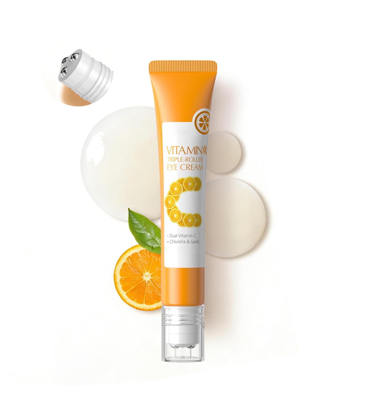 AKARY Dual Vitamin C Eye Cream Hydrating Under Eyes Cream for Dark Circles and Puffiness with Triple-Roller Massage Ball Reduce Bags Wrinkles and Fine Lines Eye Bags Treatment for Men/Women - Buy Online on GoSupps.com