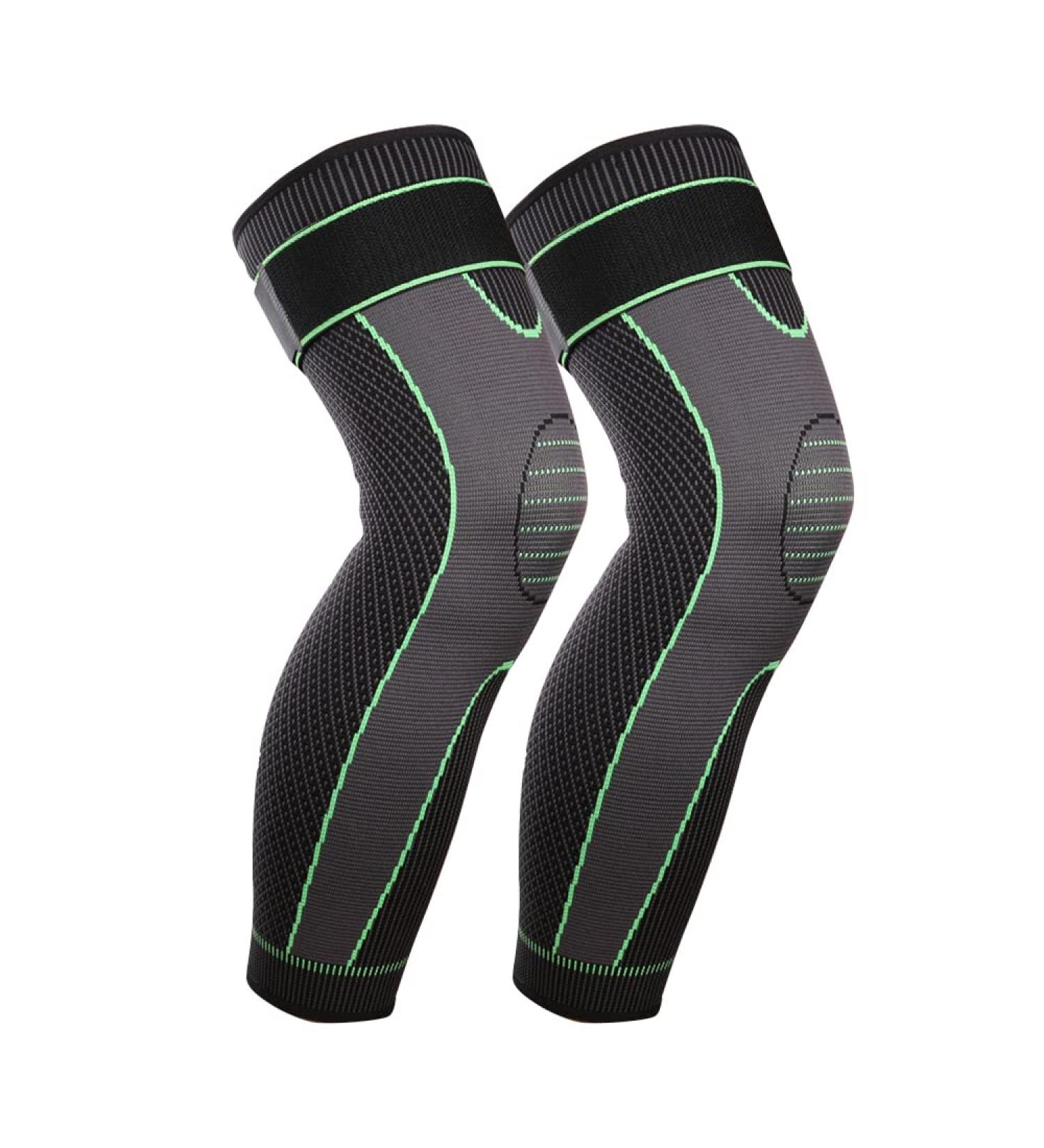 Mumian Long Compression Leg Sleeves with Knee Protection - Green (Pair) - Large - Buy Online on GoSupps.com