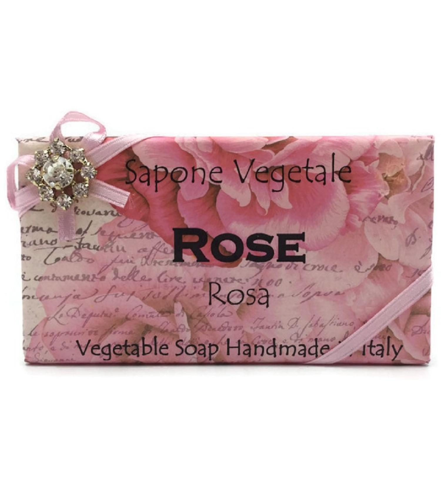 Alchimia Jeweled Rose Vegetable Soap Handmade In Italy - 10.5 oz Soap Bar