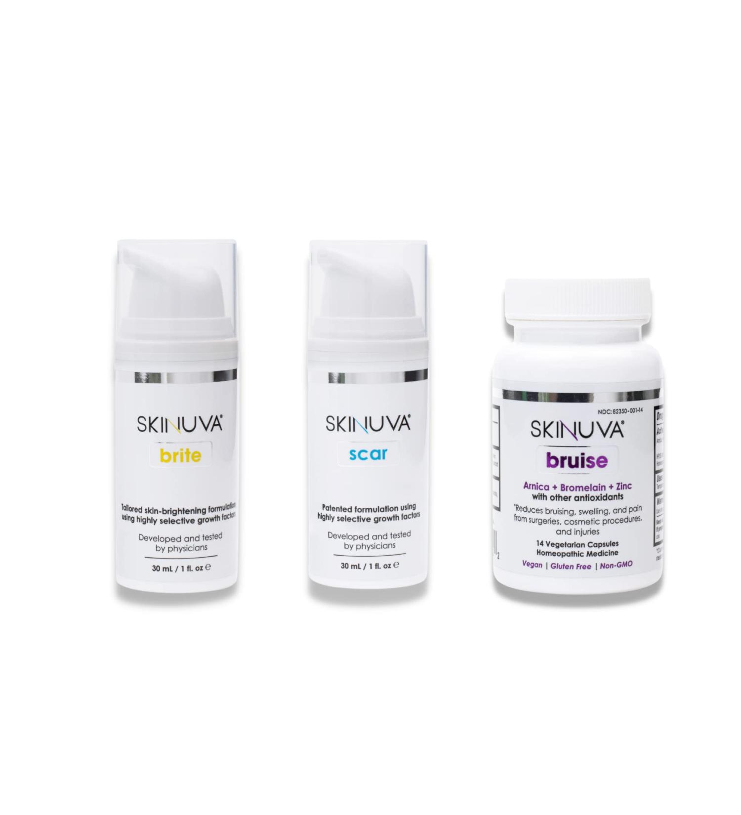 Skinuva Complete Care System: Brite Hyperpigmentation Treatment, Next Generation Scar Cream, Bruise Capsules - 1 oz each - Buy Online on GoSupps.com