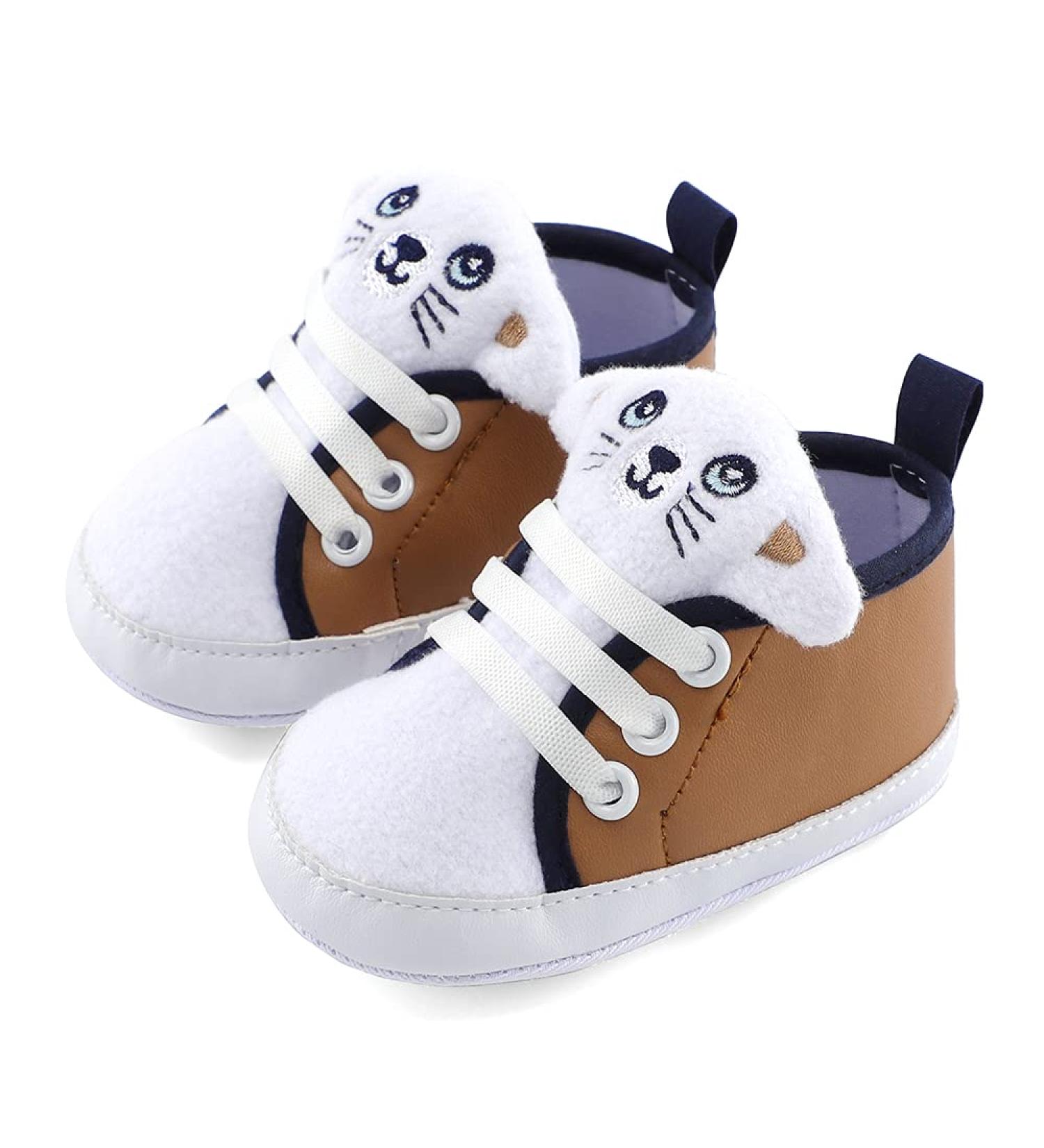 LACOFIA Baby Boys Anti-Slip Soft Sole Animal Sneakers - Khaki (3-6 Months) - Buy Online on GoSupps.com