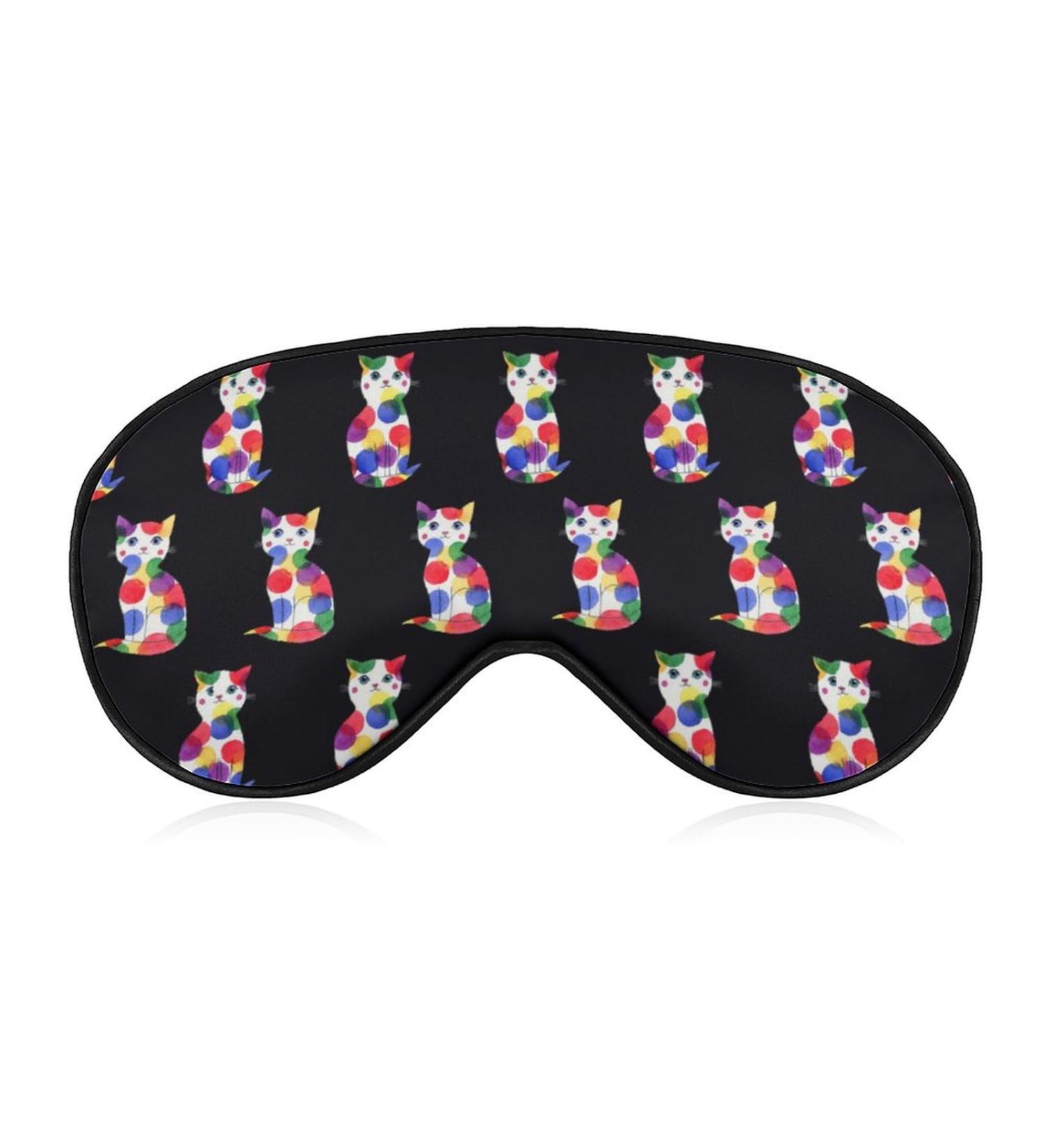 Cat Pattern Sleep Mask Eye Cover - Adjustable Strap, Blocks Light for Night Sleep, Travel, Nap - Men Women - Buy Online on GoSupps.com