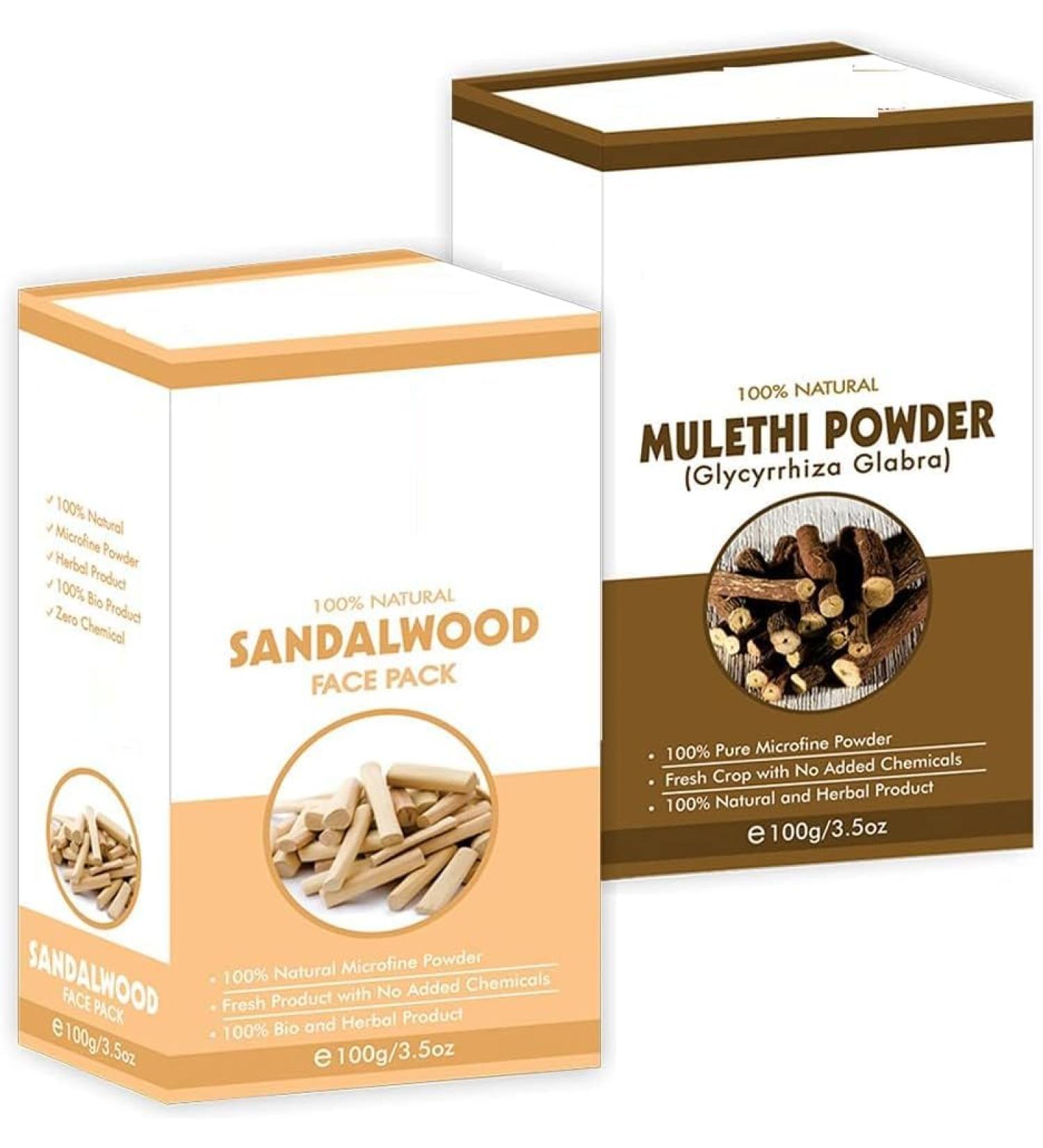 Hyd Mulethi Powder & Sandalwood Face Pack Powder Combo Pack 100 Grams Each - Buy Online on GoSupps.com