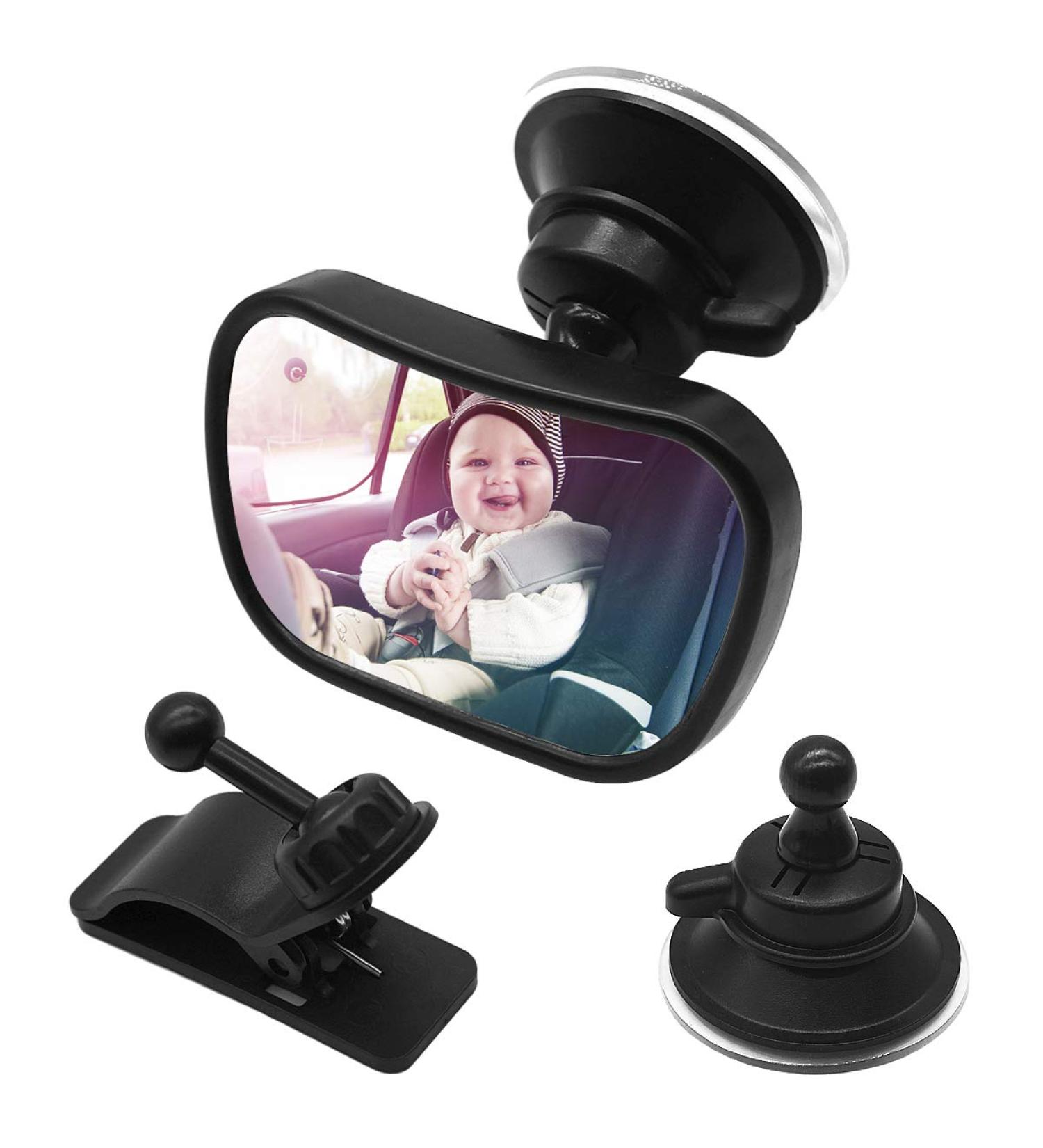 360 Degree Adjustable Baby Car Mirror for Rear View | Shatterproof, Sucker & Clip | Keep Child in Sight Safely | Family Car Kids Supplies - Buy Online on GoSupps.com
