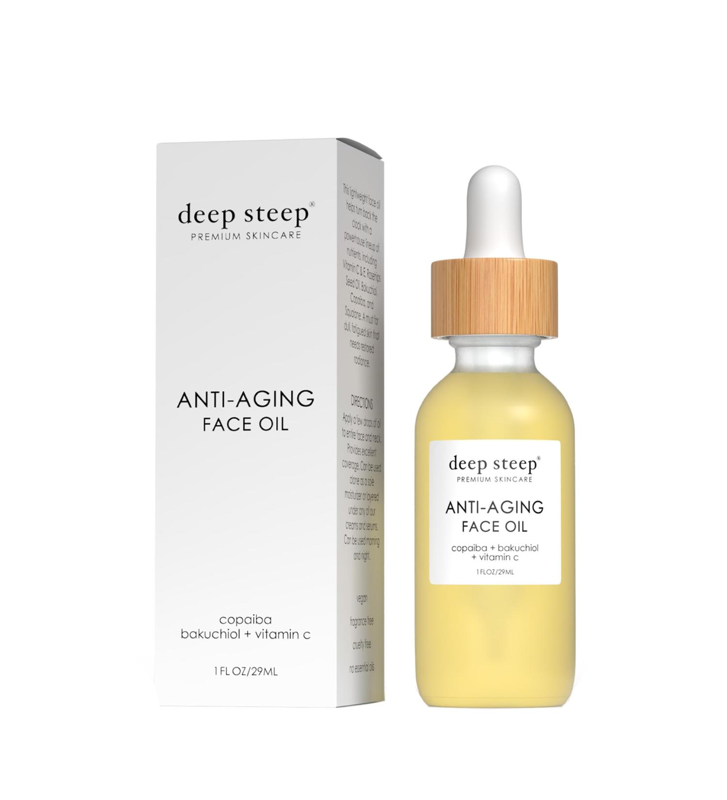 Deep Steep Anti-Aging Face Oil, 1 oz Retinol Alternative with Rosehip, Bakuchiol, Squalane, Raspberry Seed Oil & Vitamin C Vegan, Clean Beauty Skincare, Smooth & Youthful Skin Anti-Aging Face Oil 1 Fl Oz (Pack of 1) - Buy Online on GoSupps.com
