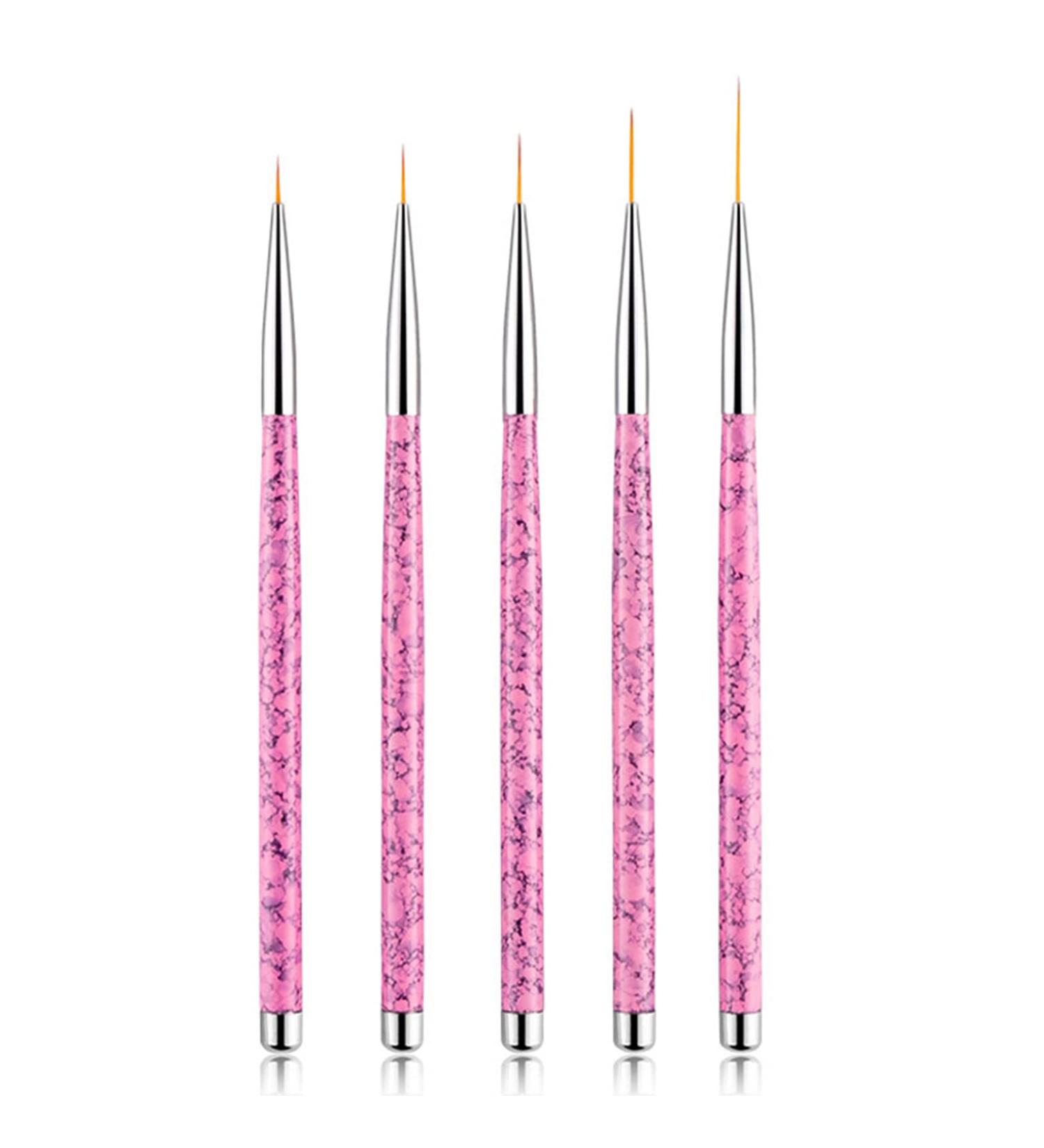 Sularpek 5 Pcs Nail Art Liner Brushes - Professional Detail Painting Pens Kit in Pink for DIY Manicure at Home or Salon - Buy Online on GoSupps.com