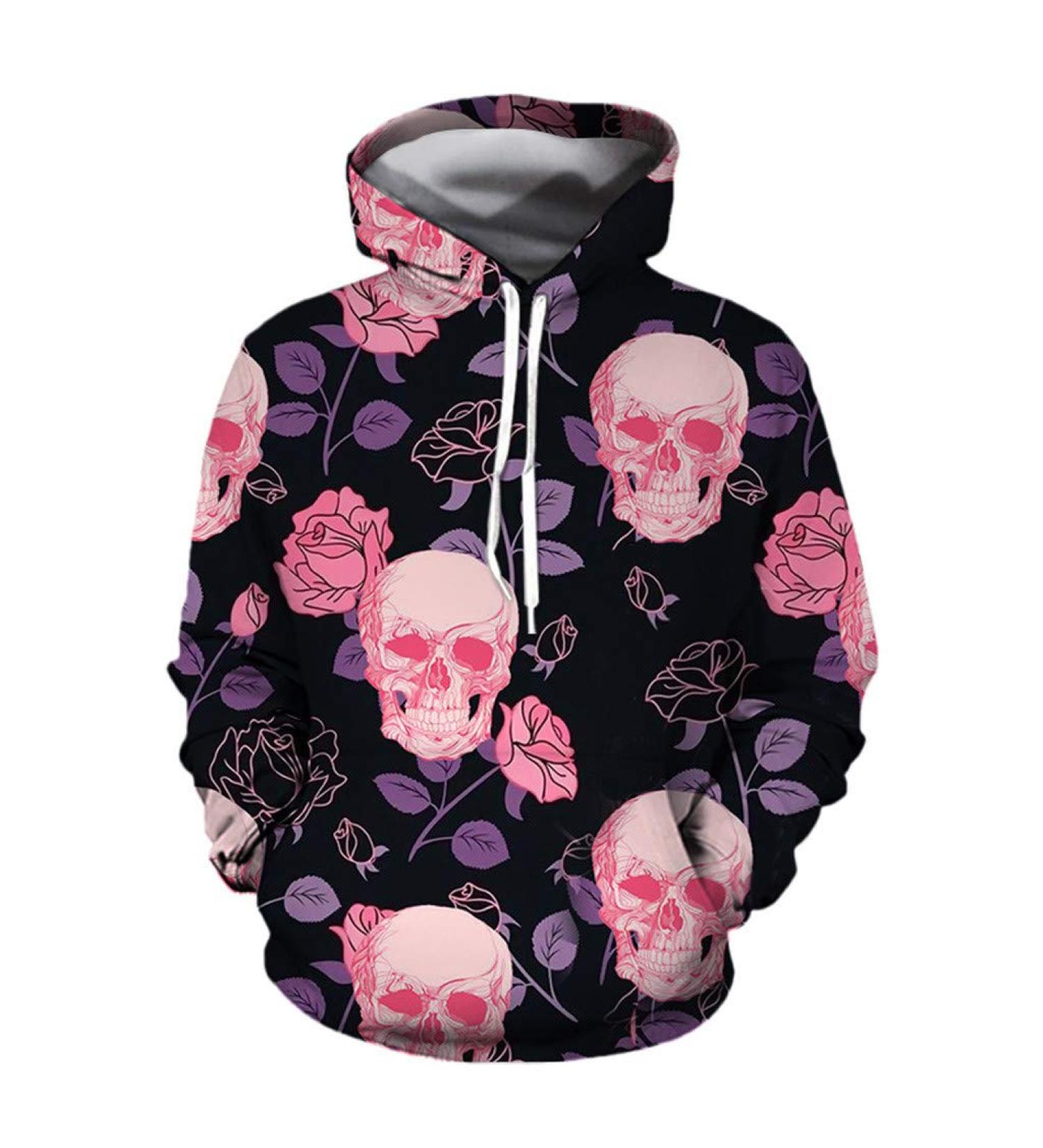 Bigfanshu Women's Tops 3D Halloween Print Long Sleeves Hooded Pullover Sweatshirt Blouse Black - Buy Online on GoSupps.com
