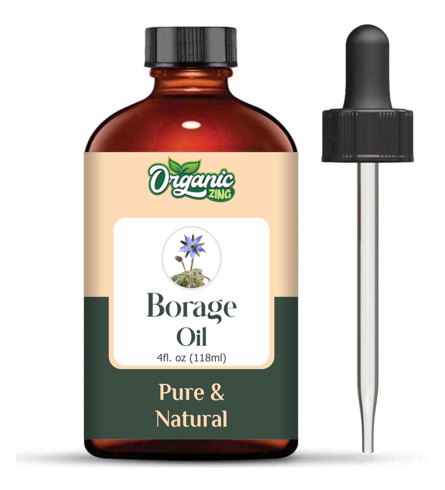  ORGANIC ZING Organic Zing Borage Oil (Borago Officinalis) | Pure and natural carrier oil for skin care hair care and massage 118 ml - Buy Online on GoSupps.com