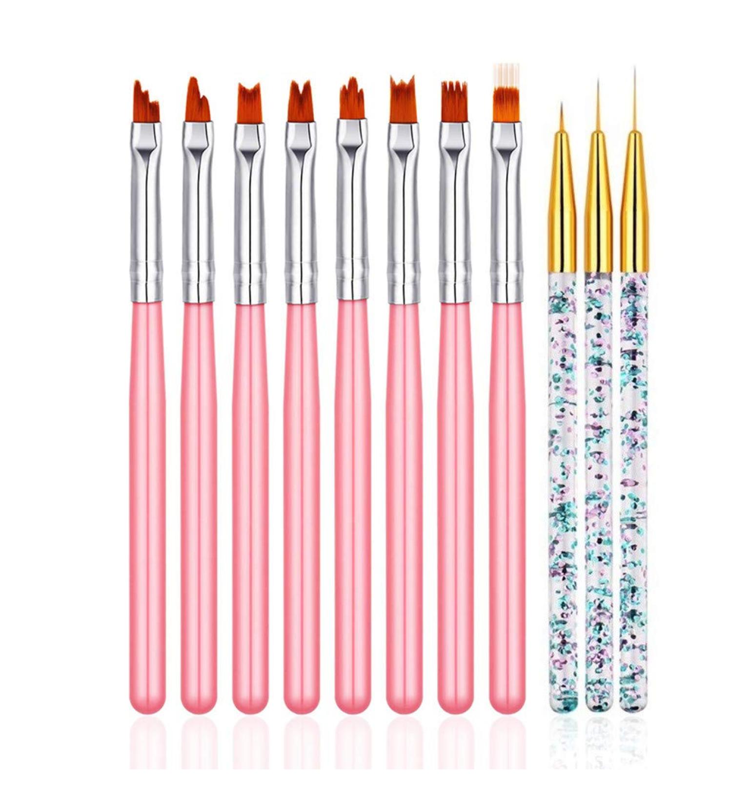 FULINJOY 11 Pcs Nail Art Brush Set for UV Gel Painting, Nail Flower Design, Gradient Effects - Nail Liner Brushes Included - Buy Online on GoSupps.com