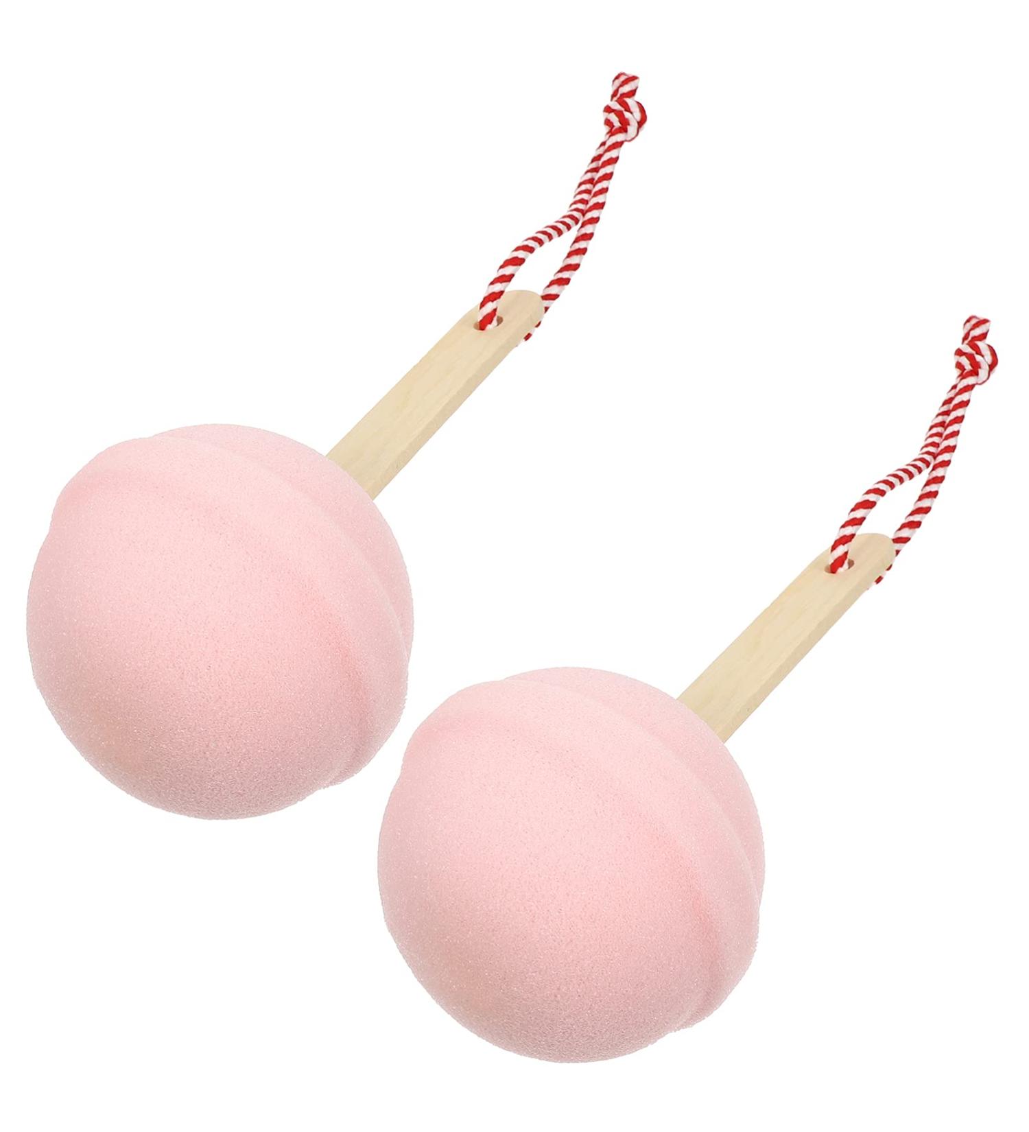 Lurrose 2-Pack Bathing Sponge Body Bars - High-Density Shower Scrubber for Kids & Babies - Pink Luffa Bathing Brush with Handle - Buy Online on GoSupps.com