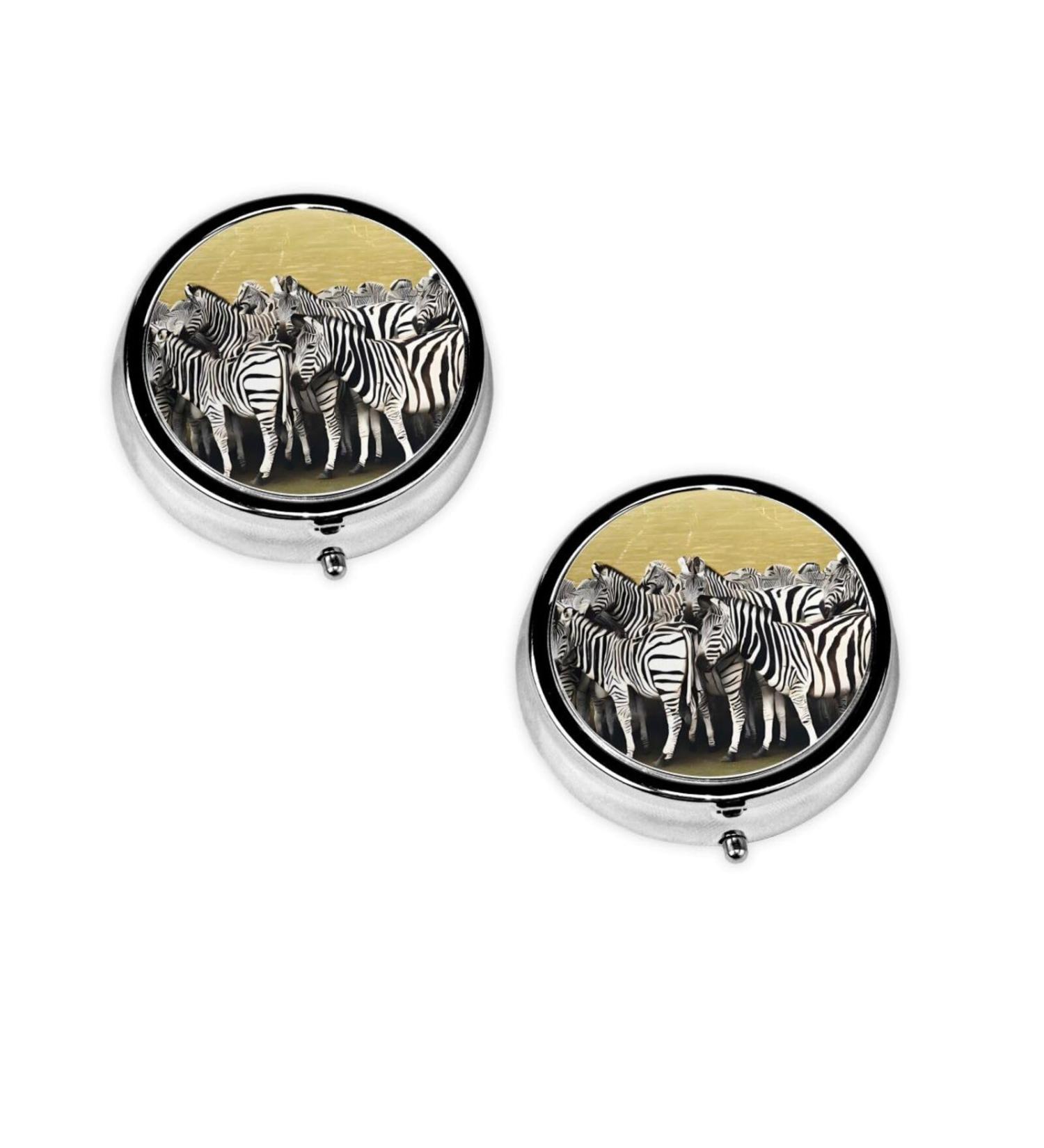 Zebra Racetrack Mini Round Pill Box | 3 Compartment Travel Organizer | Portable Pill Case for Home & Office Use - Buy Online on GoSupps.com