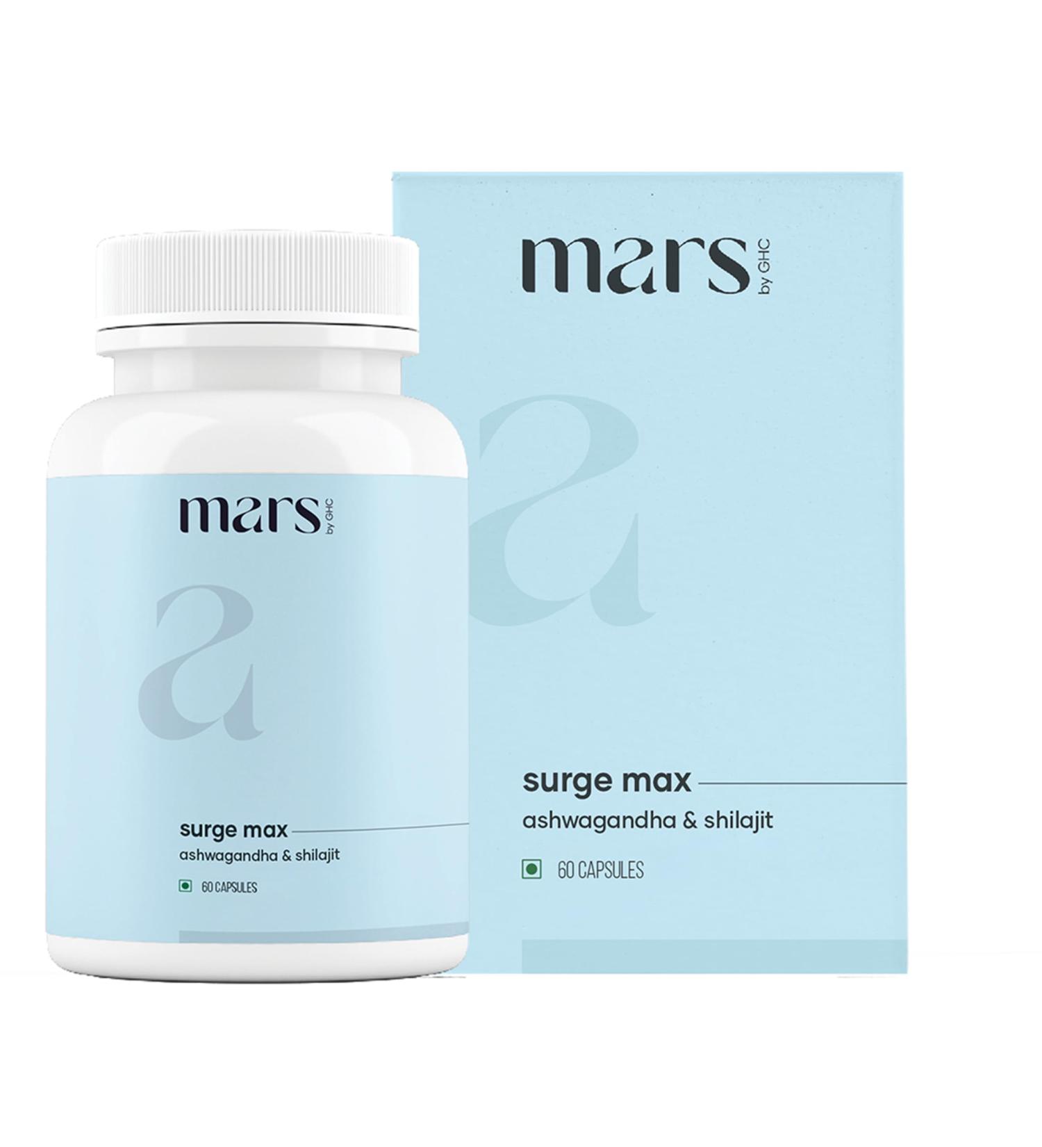  mars by GHC mars by GHC Surgemax Capsules (60N): Powered with Shilajit Secure Musli and Goksura | Natural & Pure | General Wellness - Buy Online on GoSupps.com