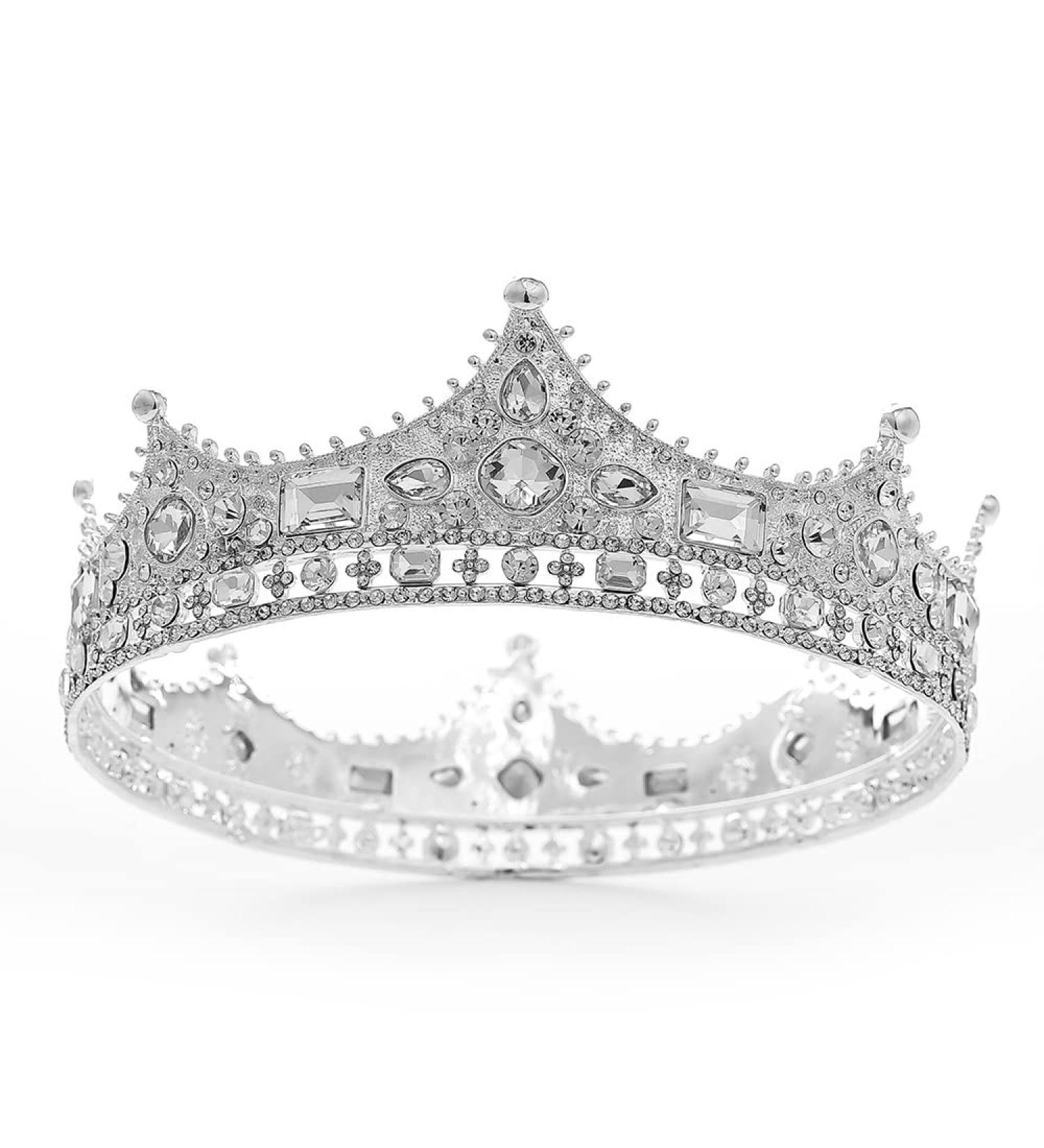 JORCEDI King Crystal Wedding Tiara - Vintage Rhinestone Crown for Prom, Pageant, Birthday - Silver - Buy Online on GoSupps.com
