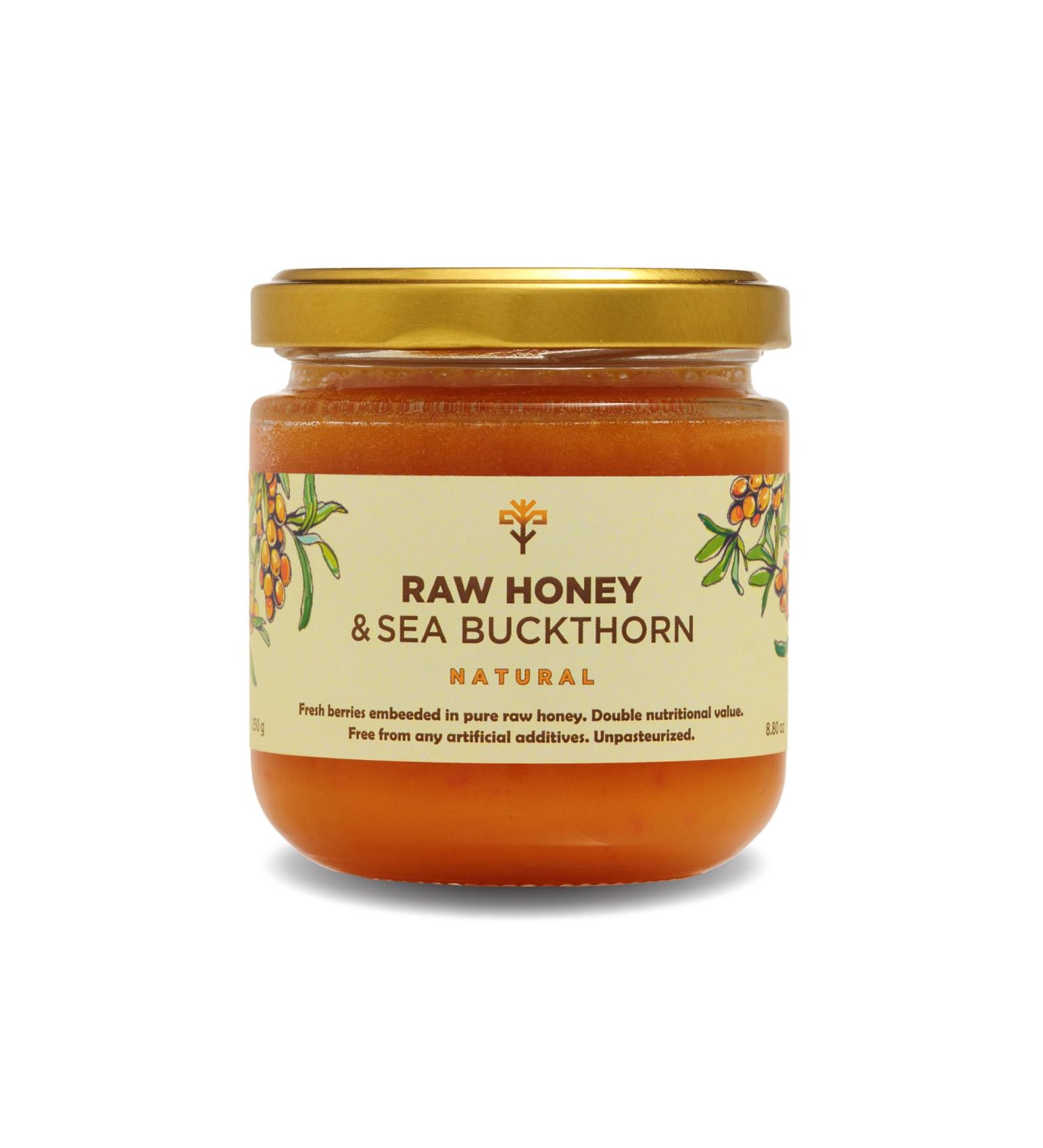 Earthbreath Raw Honey & Sea Buckthorn - 250g - Unpasteurized - Alternative to Pure Natural Jam - No Additives No Sugar - Buy Online on GoSupps.com