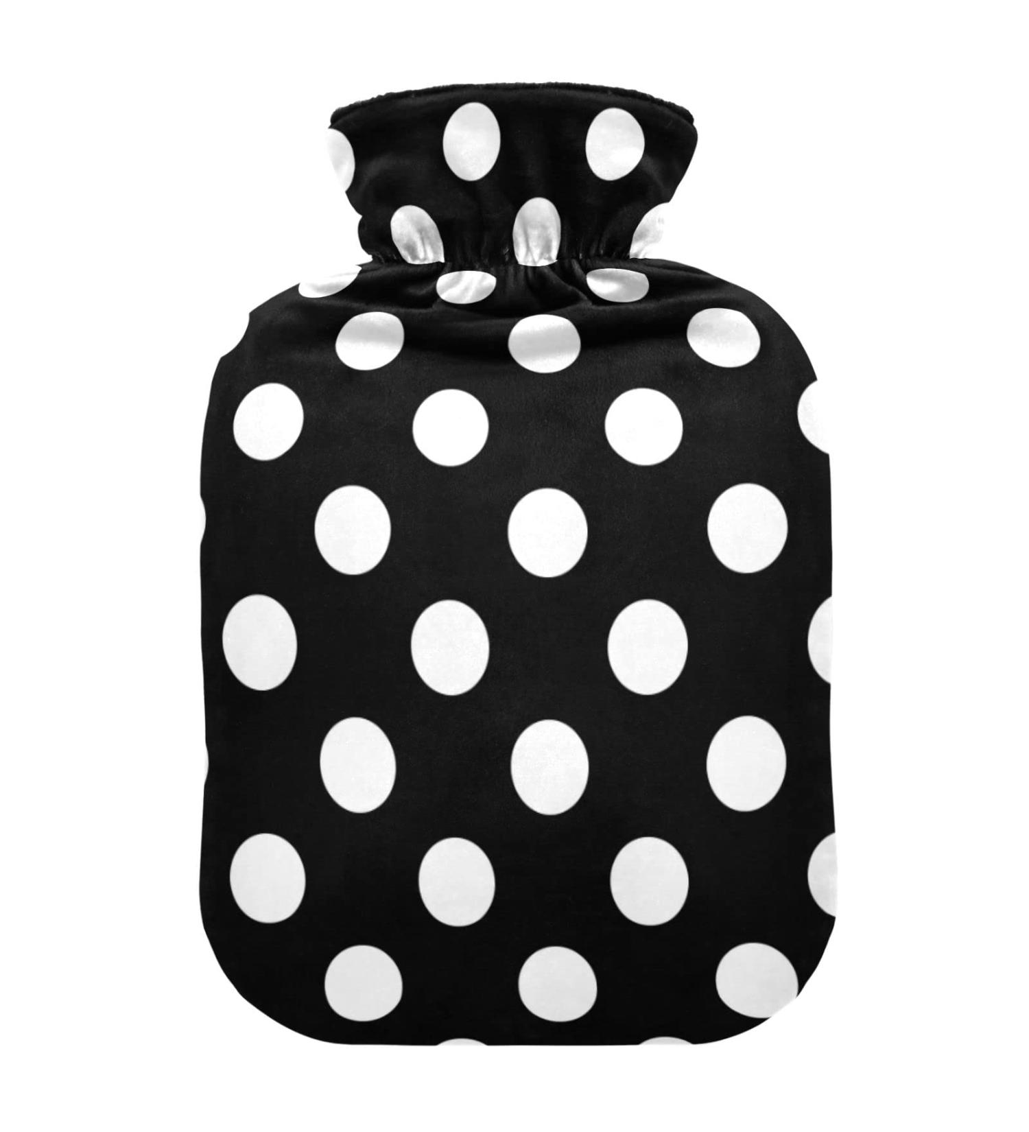 Buy Black & White Polka Dot Hot Water Bottle | 1L Pain Relief for Neck Shoulders Hands & Feet - Perfect Heating Solution - Buy Online on GoSupps.com